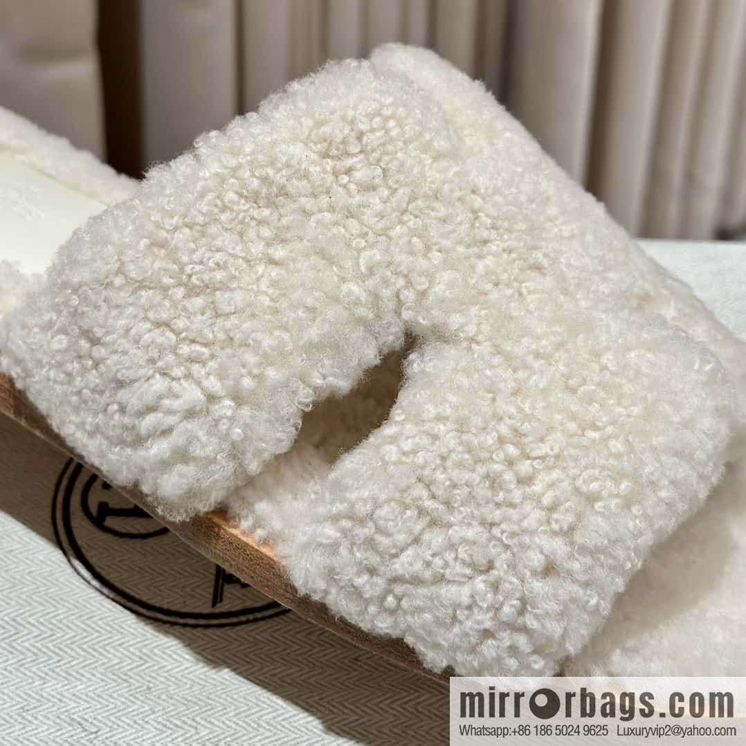 Hermès imported lamb wool lzmir series men's sandals