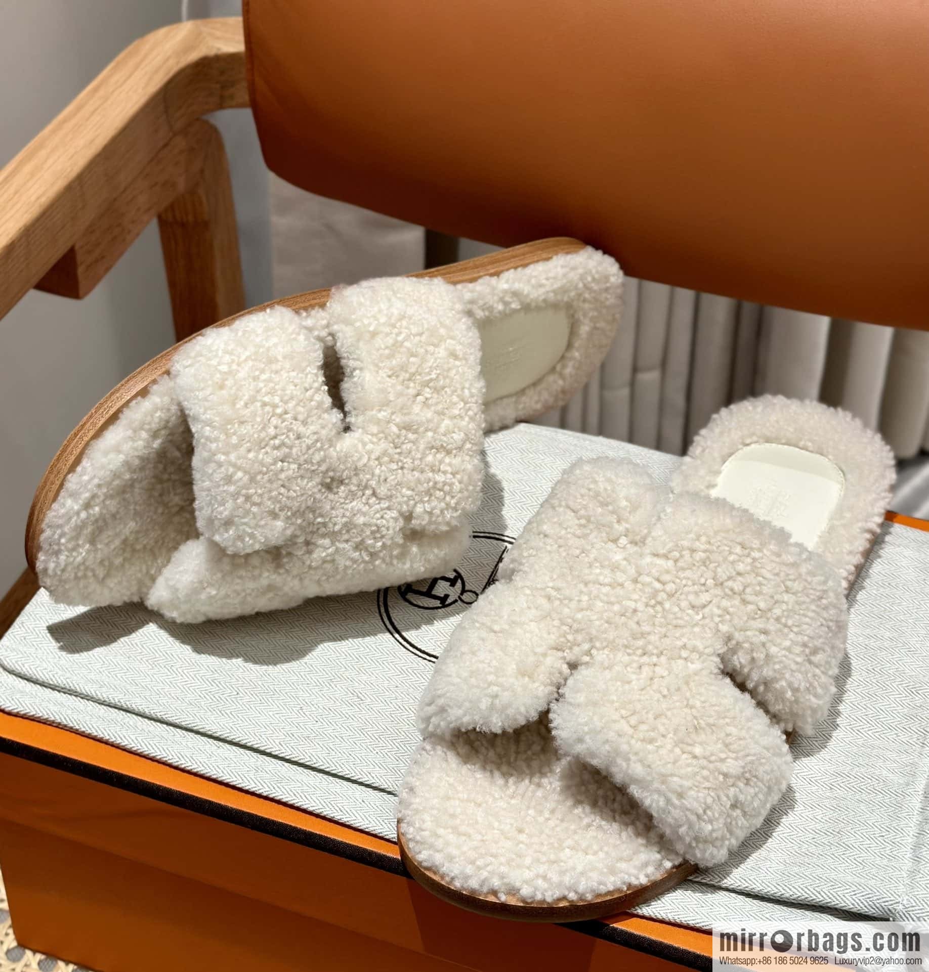 Hermès imported lamb wool lzmir series men's sandals