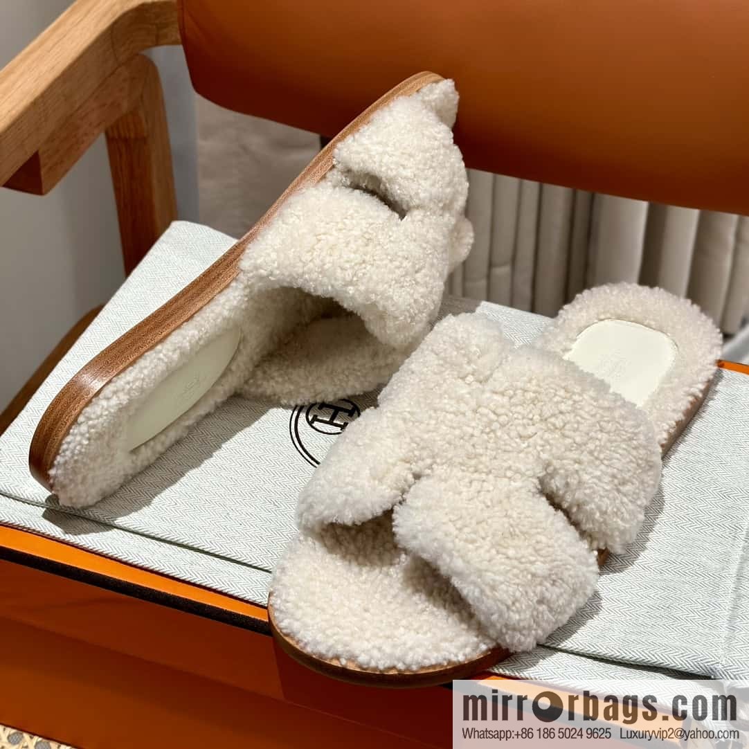 Hermès imported lamb wool lzmir series men's sandals