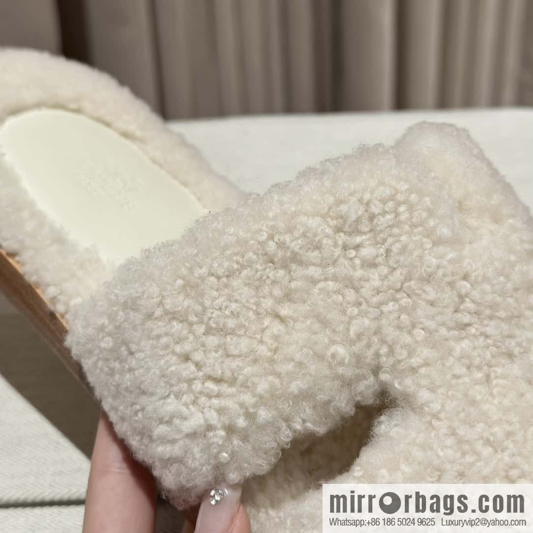 Hermès imported lamb wool lzmir series men's sandals