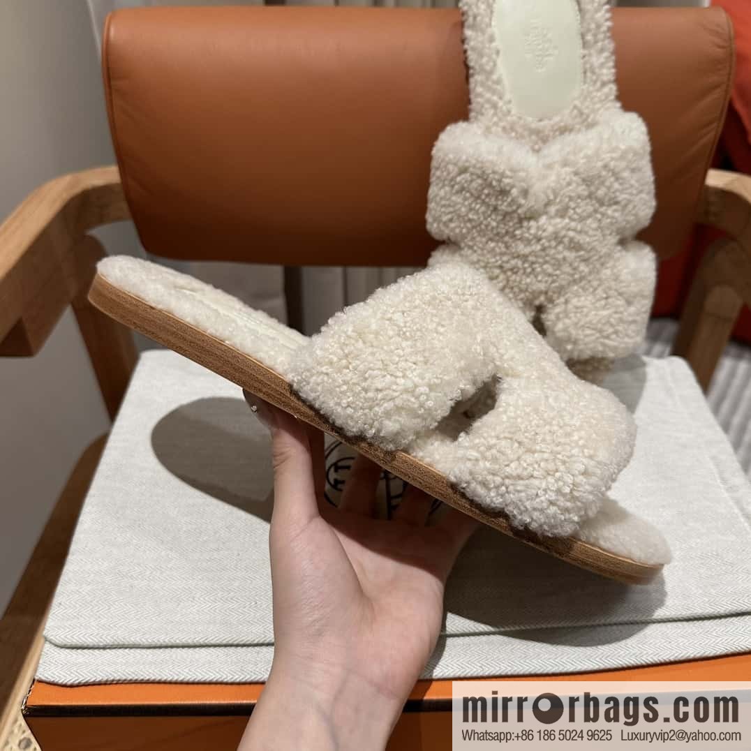 Hermès imported lamb wool lzmir series men's sandals