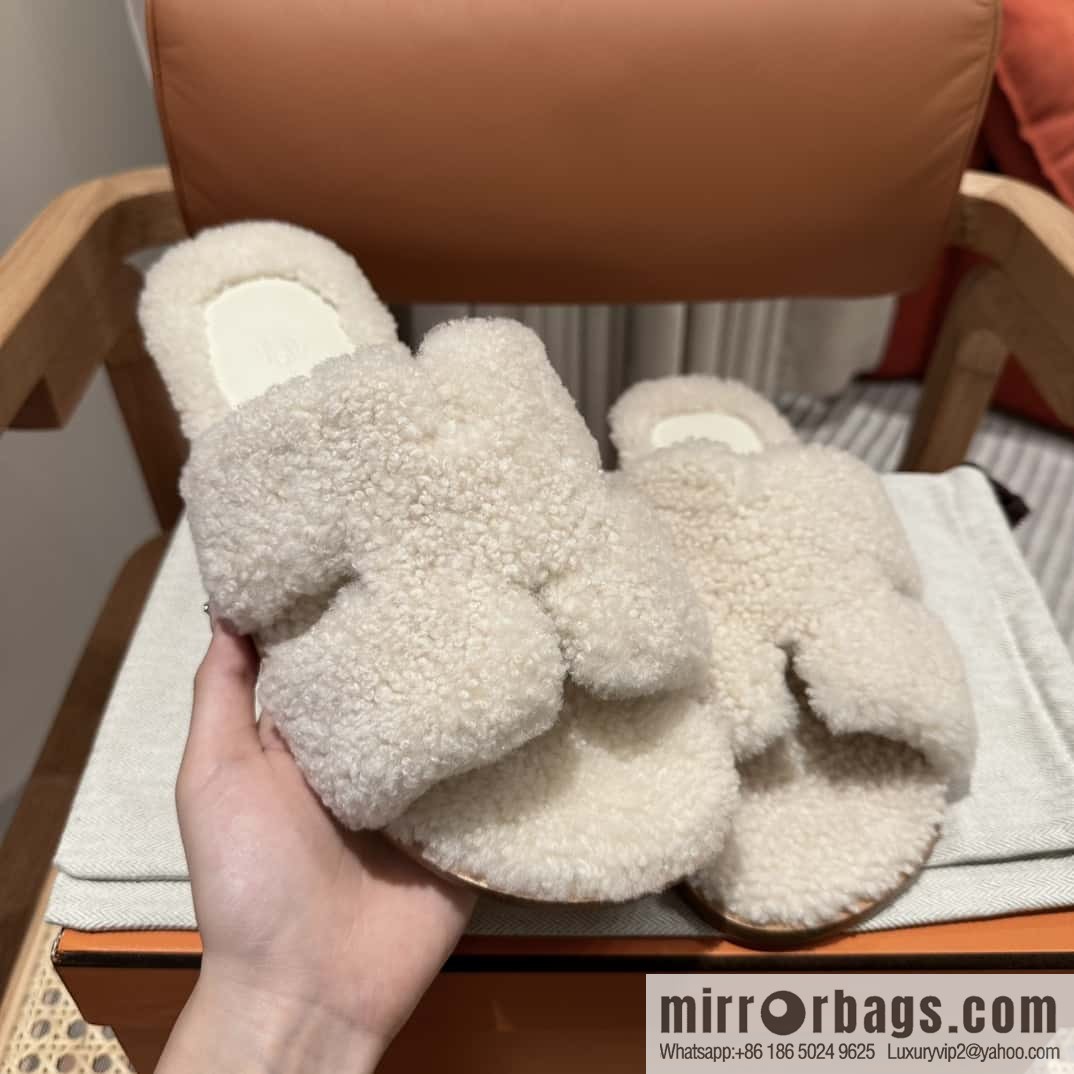 Hermès imported lamb wool lzmir series men's sandals