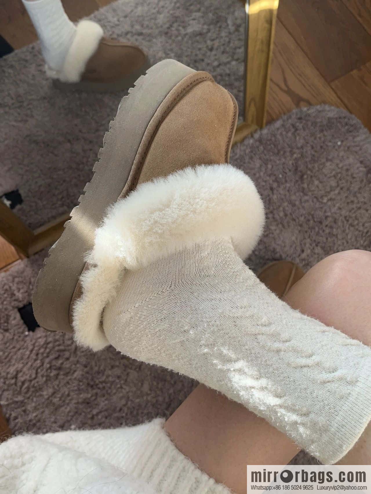 UGG autumn and winter thick bottom one pedal fluffy star half drag
