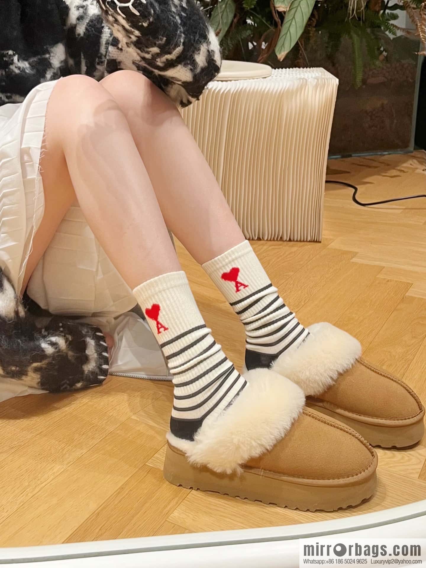 UGG autumn and winter thick bottom one pedal fluffy star half drag