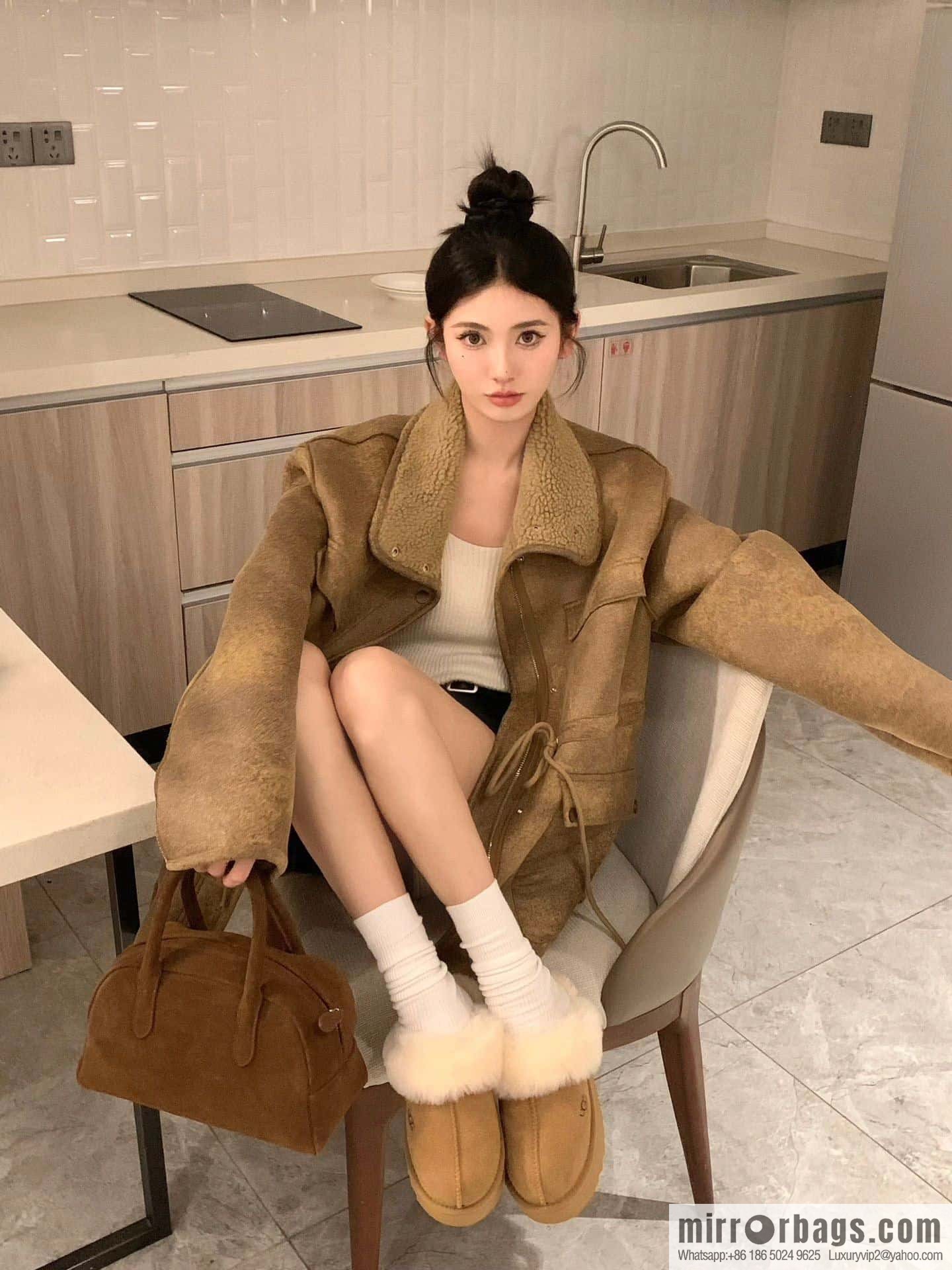 UGG autumn and winter thick bottom one pedal fluffy star half drag