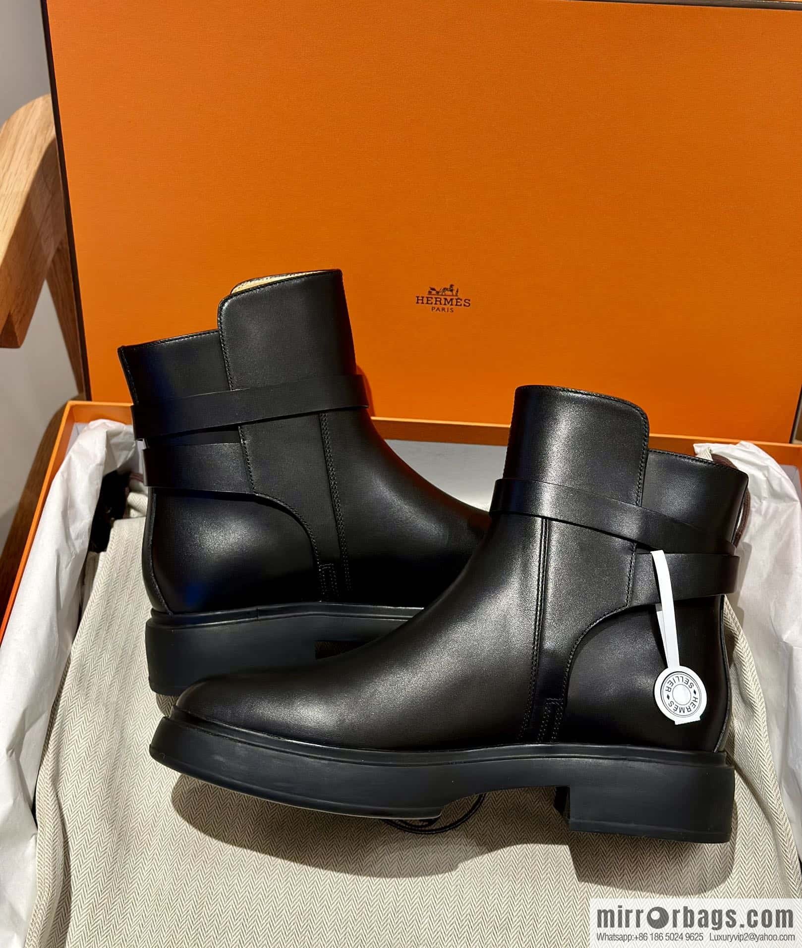 New version of Hermès Kelly platform boots, black