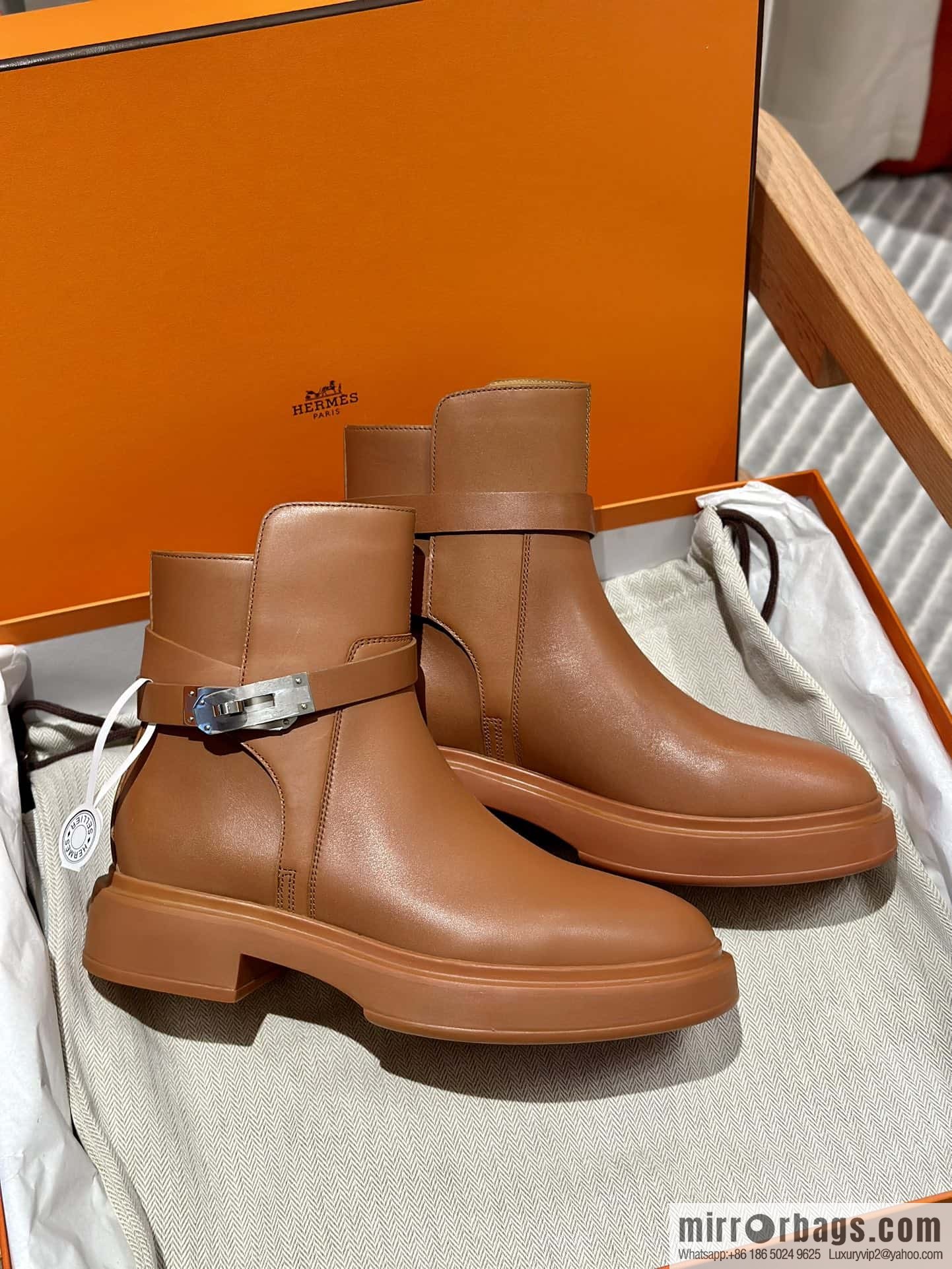 Hermès new version kelly platform boots, brown