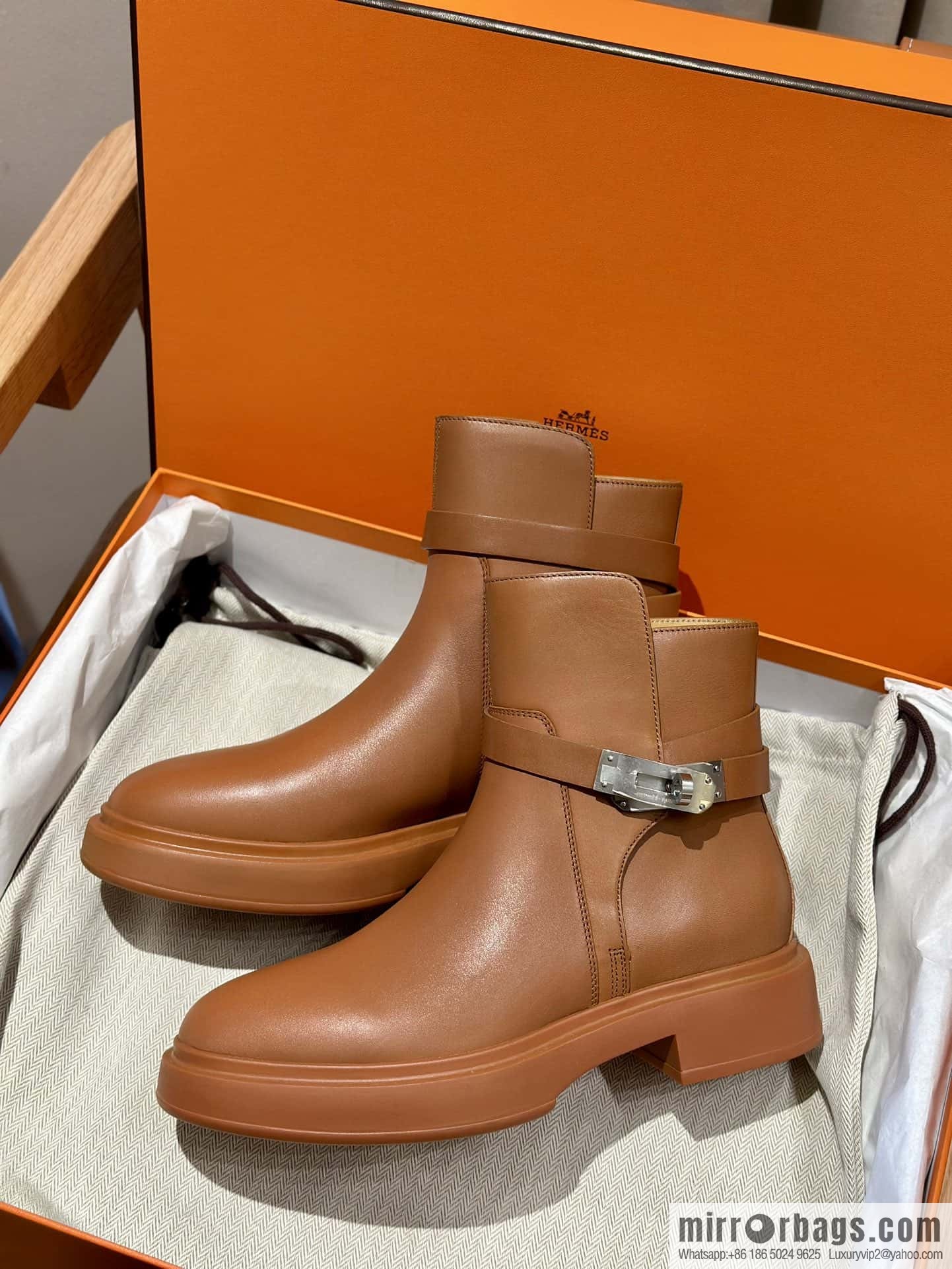 Hermès new version kelly platform boots, brown
