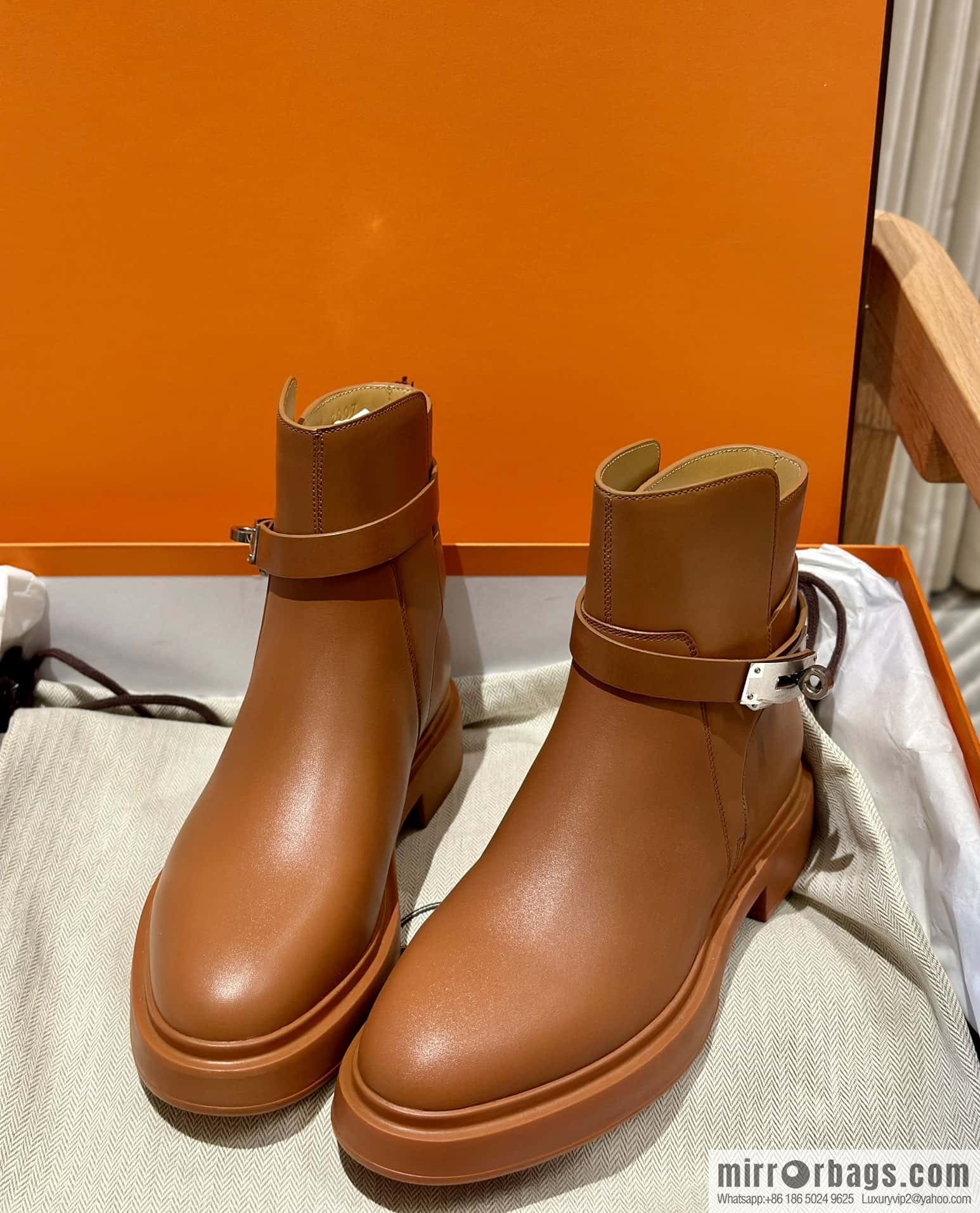 Hermès new version kelly platform boots, brown