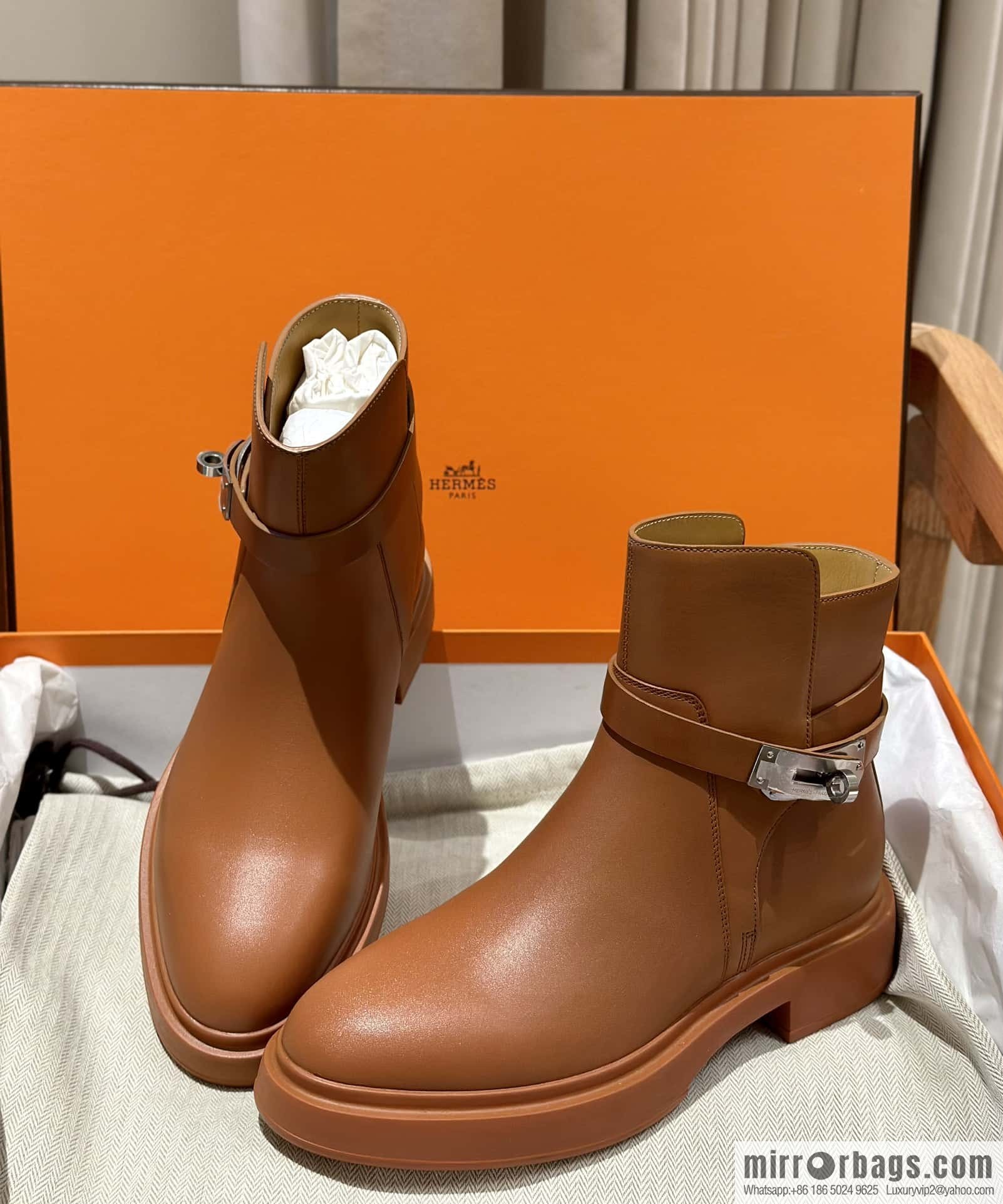 Hermès new version kelly platform boots, brown