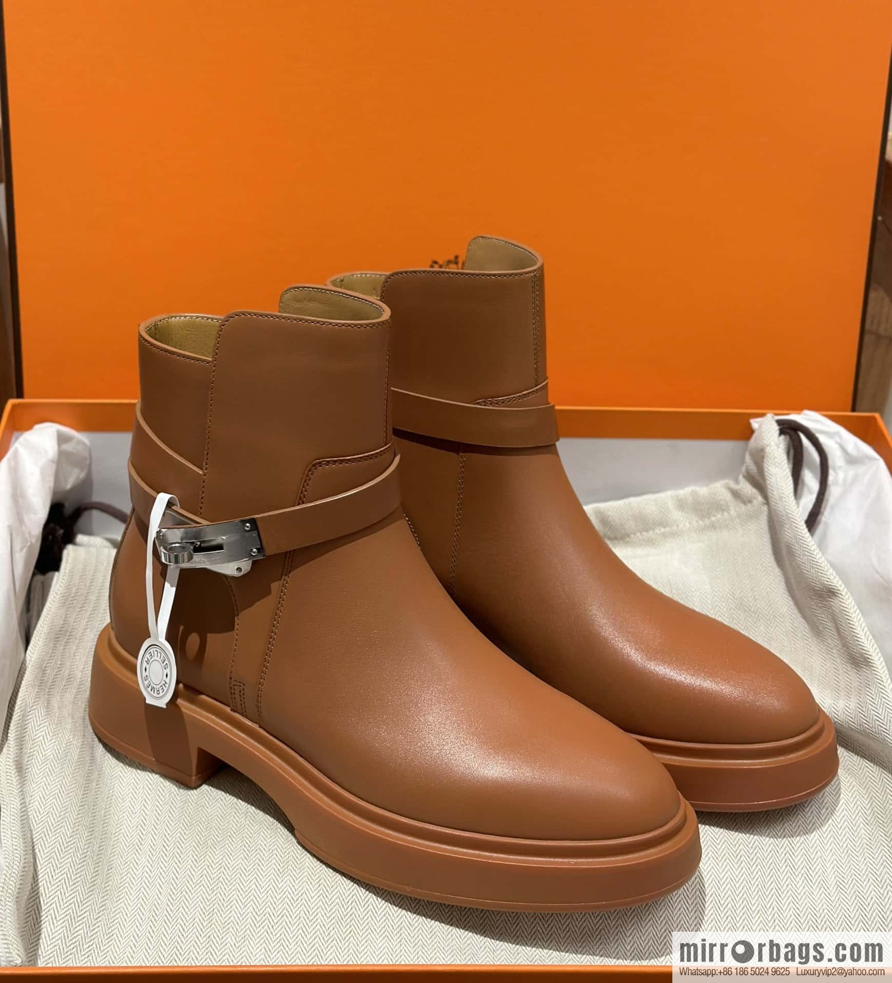 Hermès new version kelly platform boots, brown