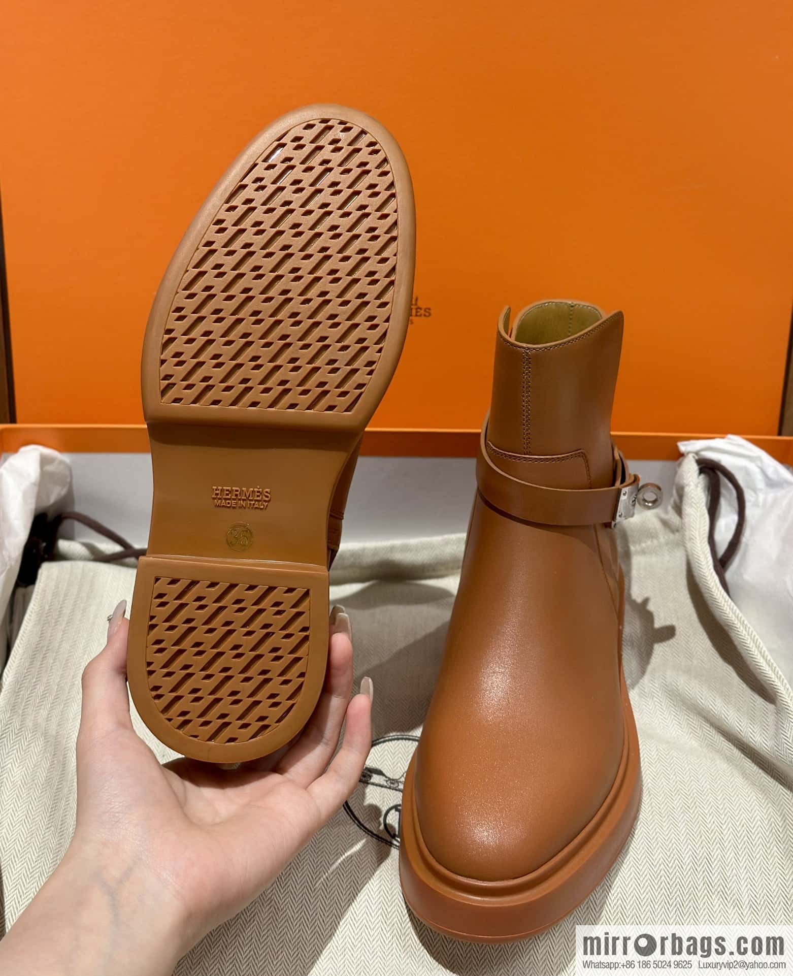 Hermès new version kelly platform boots, brown