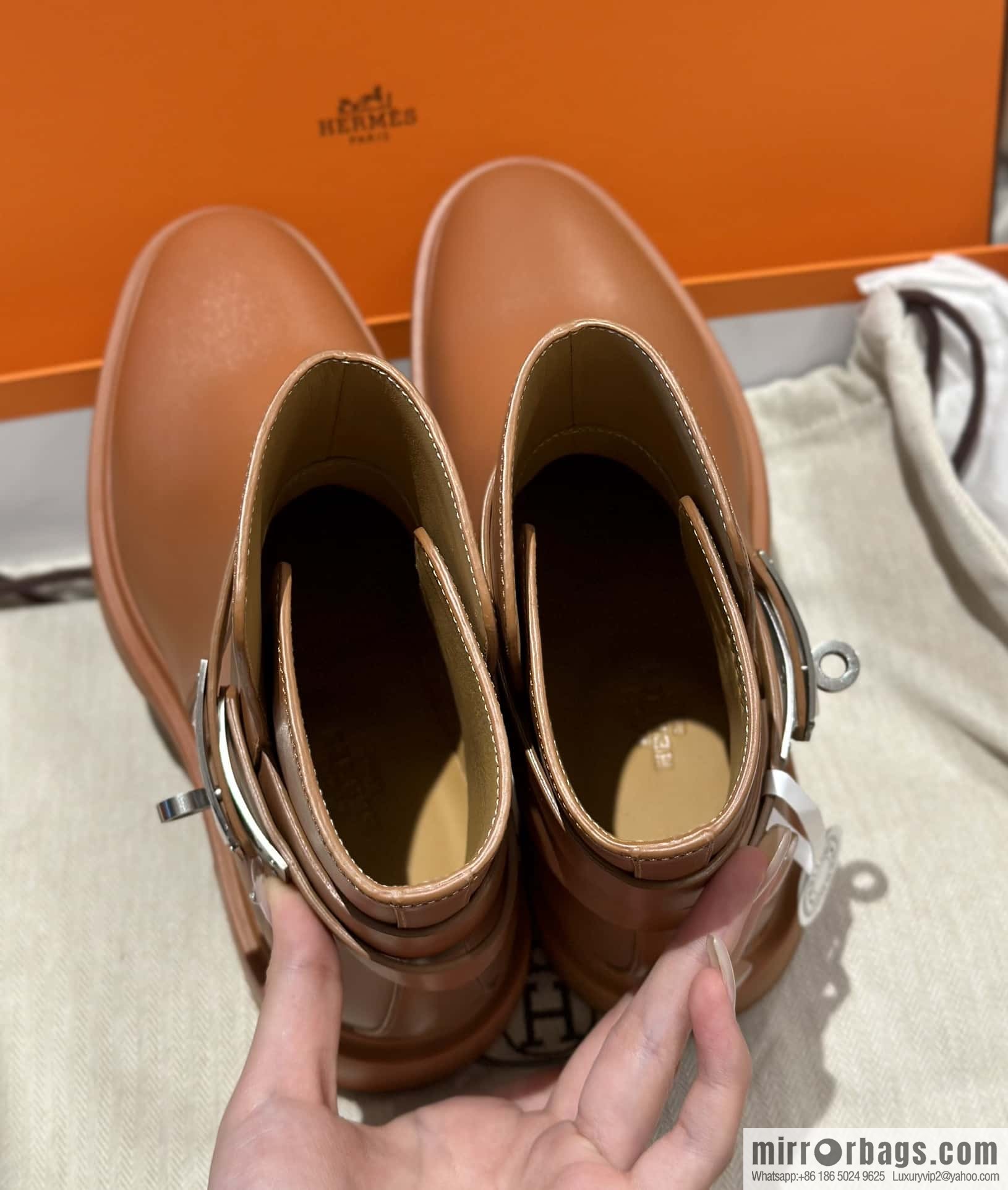 Hermès new version kelly platform boots, brown