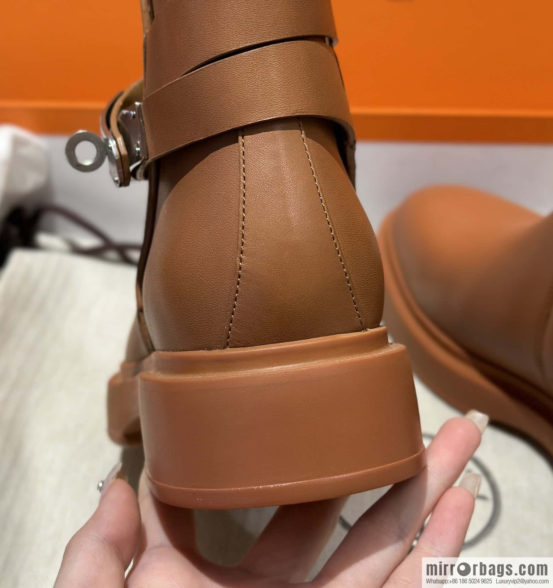 Hermès new version kelly platform boots, brown