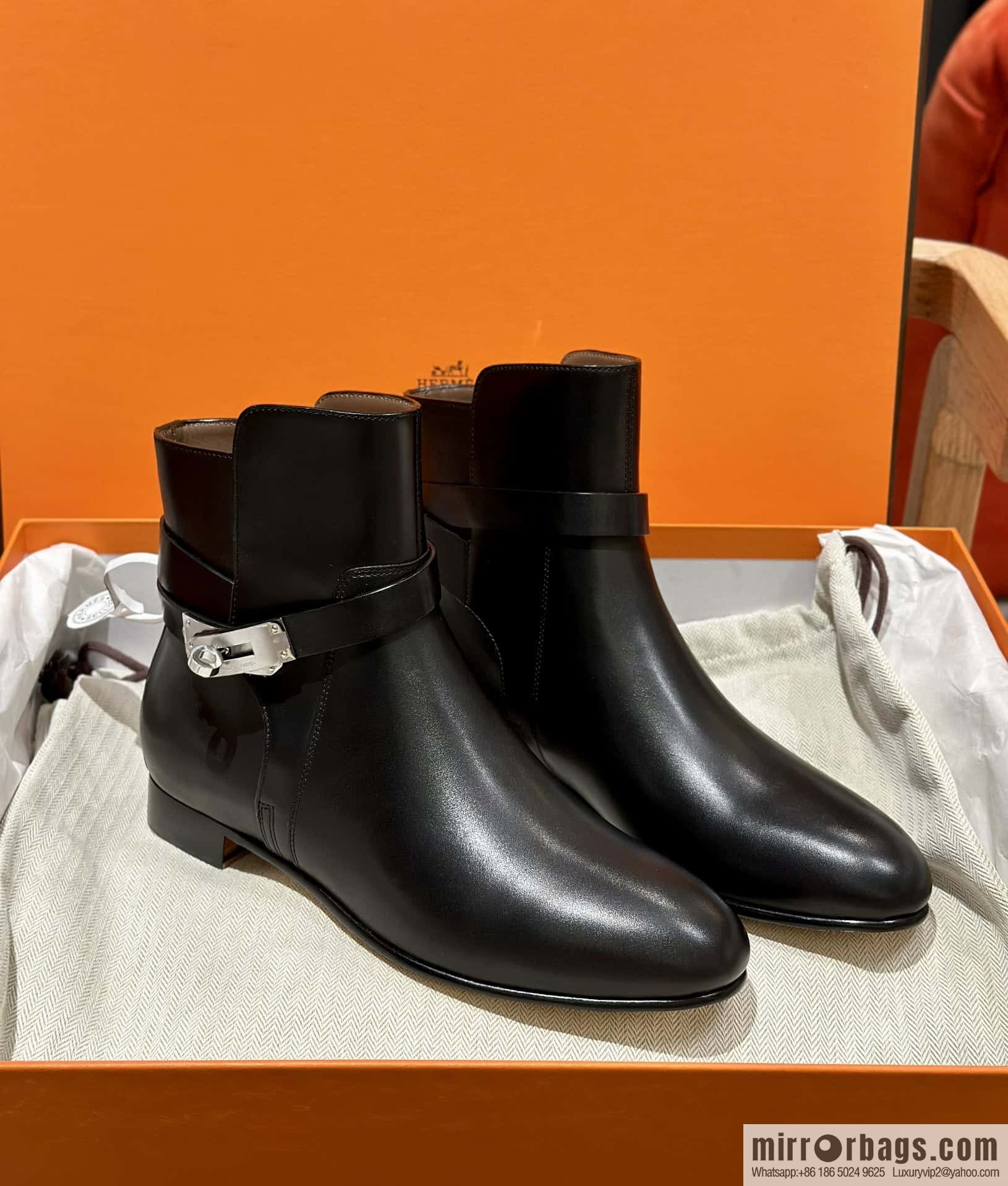 Hermès Kelly Buckle Boots, Black