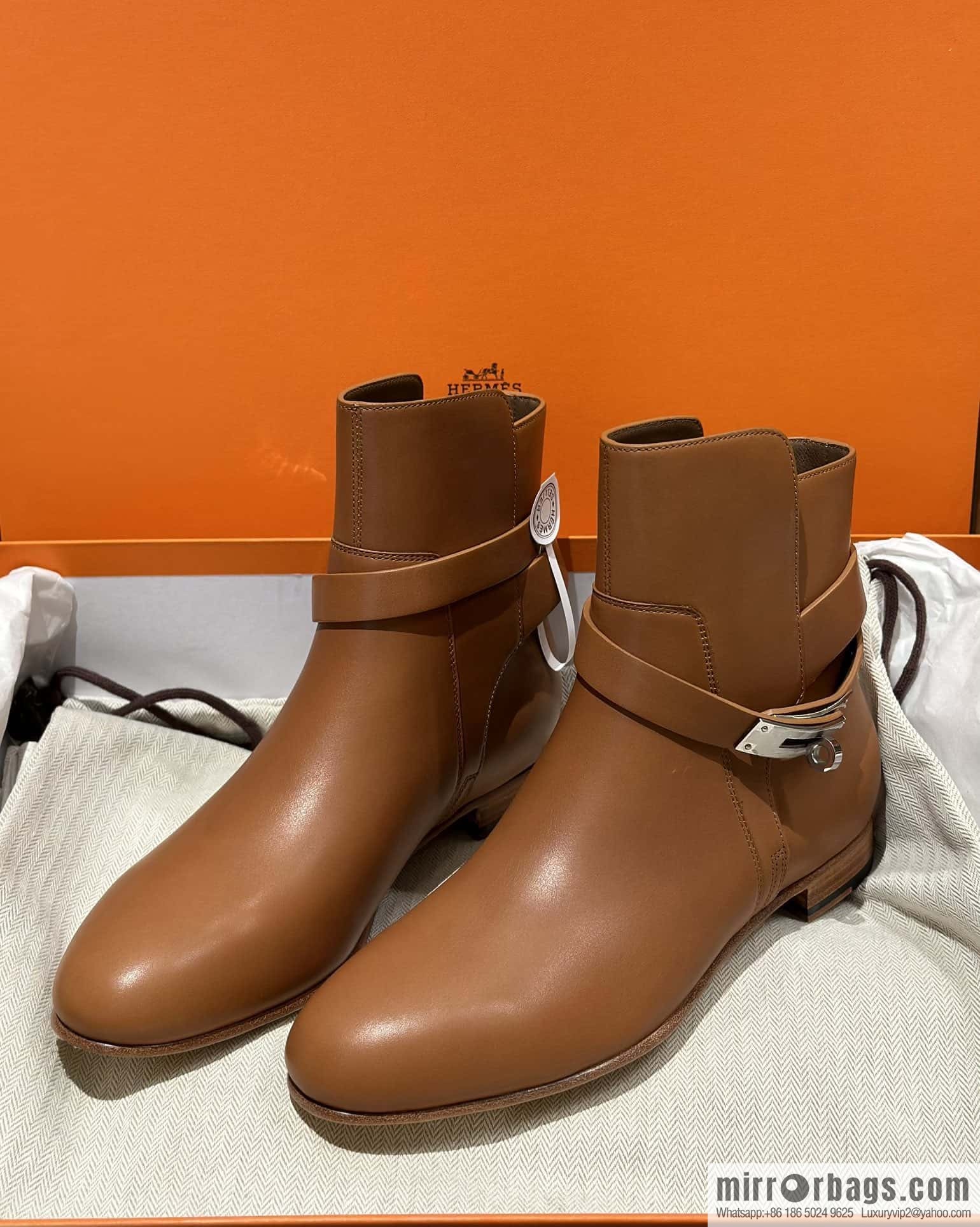 Hermès Kelly Buckle Boots, Brown