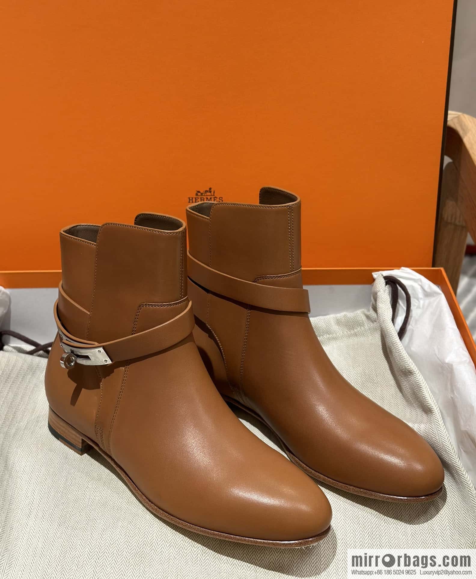 Hermès Kelly Buckle Boots, Brown