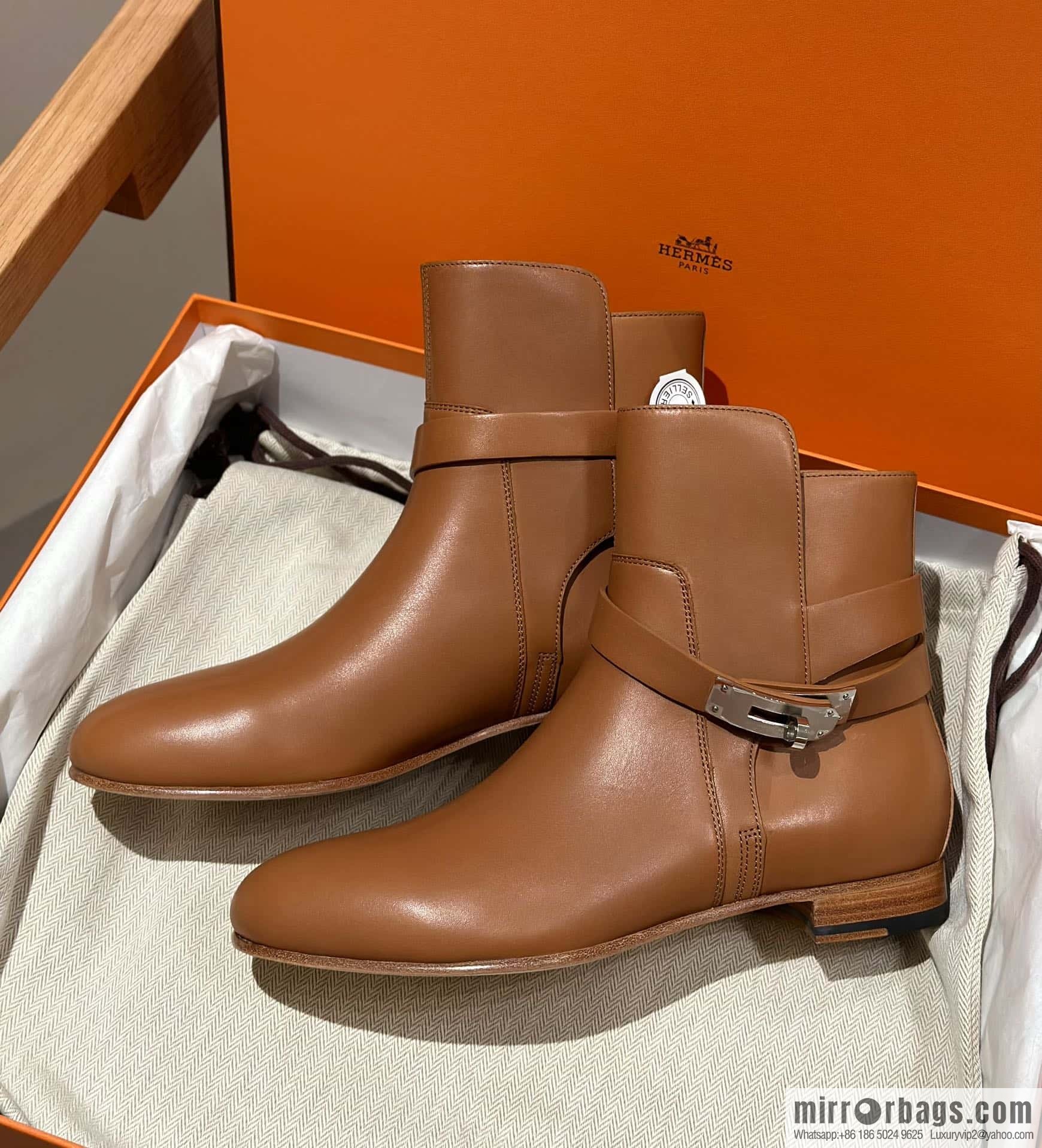 Hermès Kelly Buckle Boots, Brown
