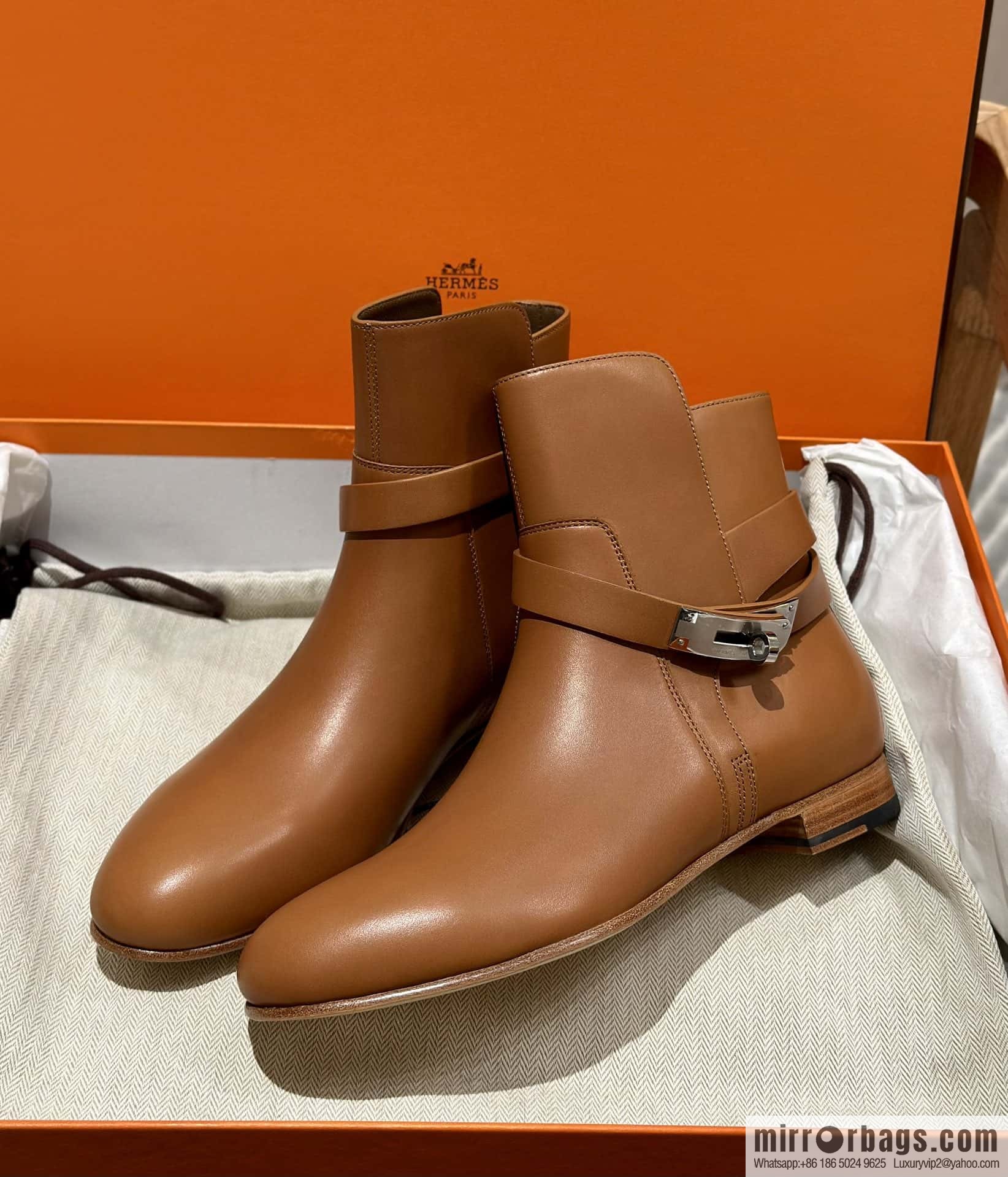 Hermès Kelly Buckle Boots, Brown