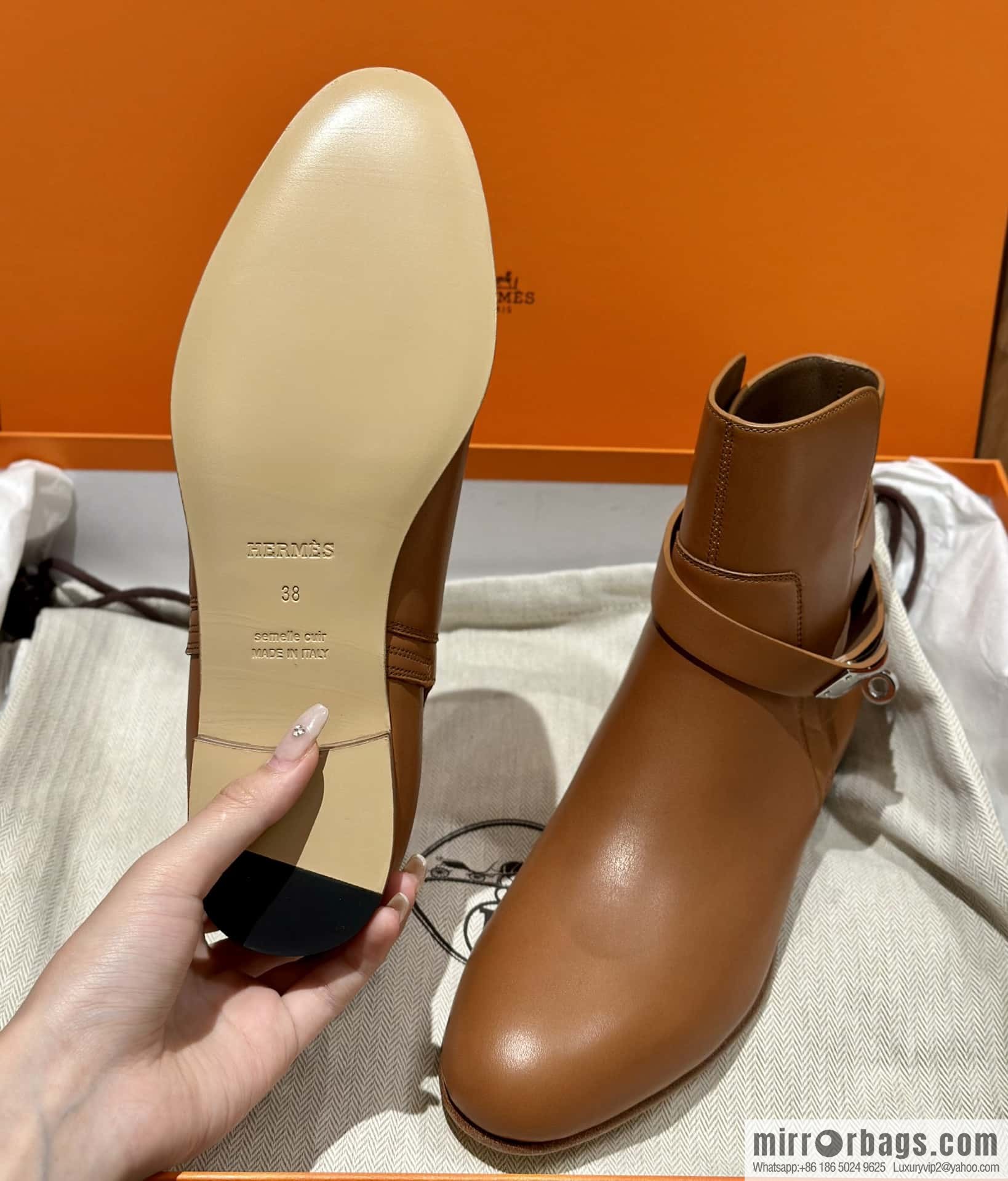 Hermès Kelly Buckle Boots, Brown