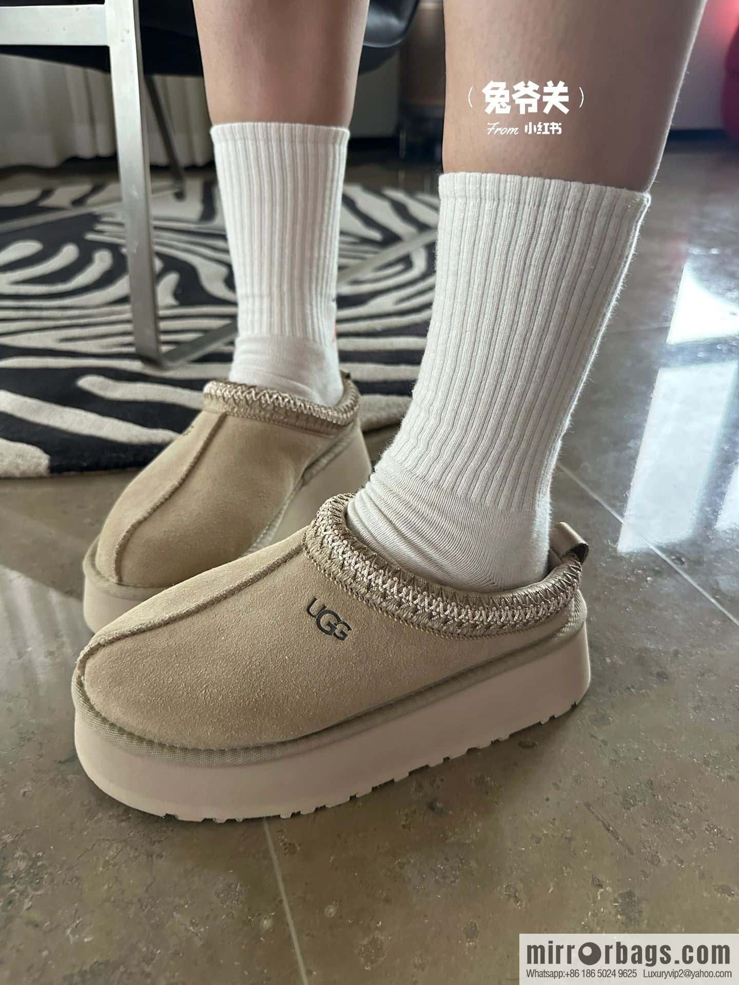 UGG Autumn and winter ethnic style Tacs thick-soled fluffy slippers