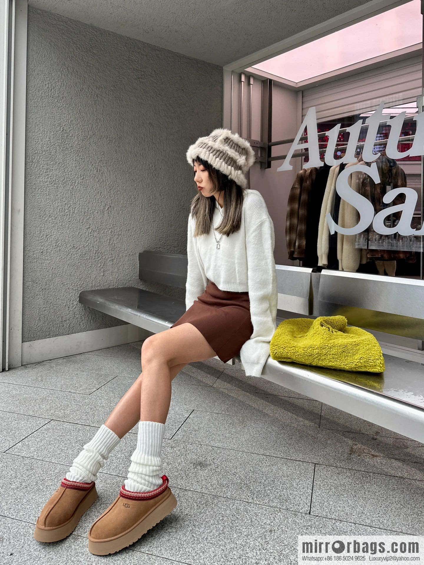 UGG Autumn and winter ethnic style Tacs thick-soled fluffy slippers