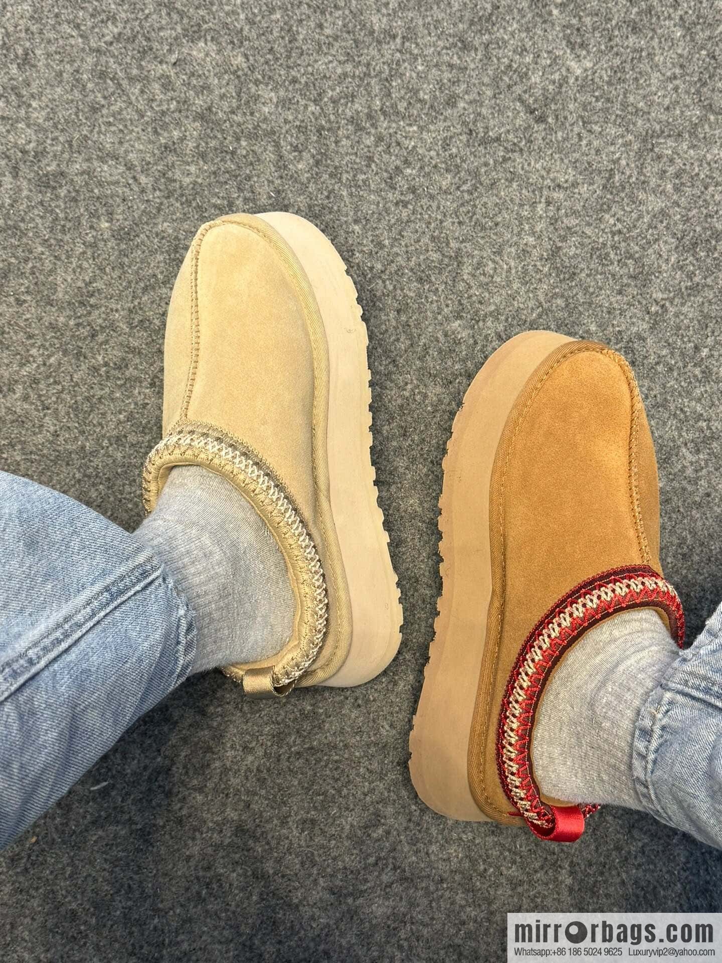 UGG Autumn and winter ethnic style Tacs thick-soled fluffy slippers
