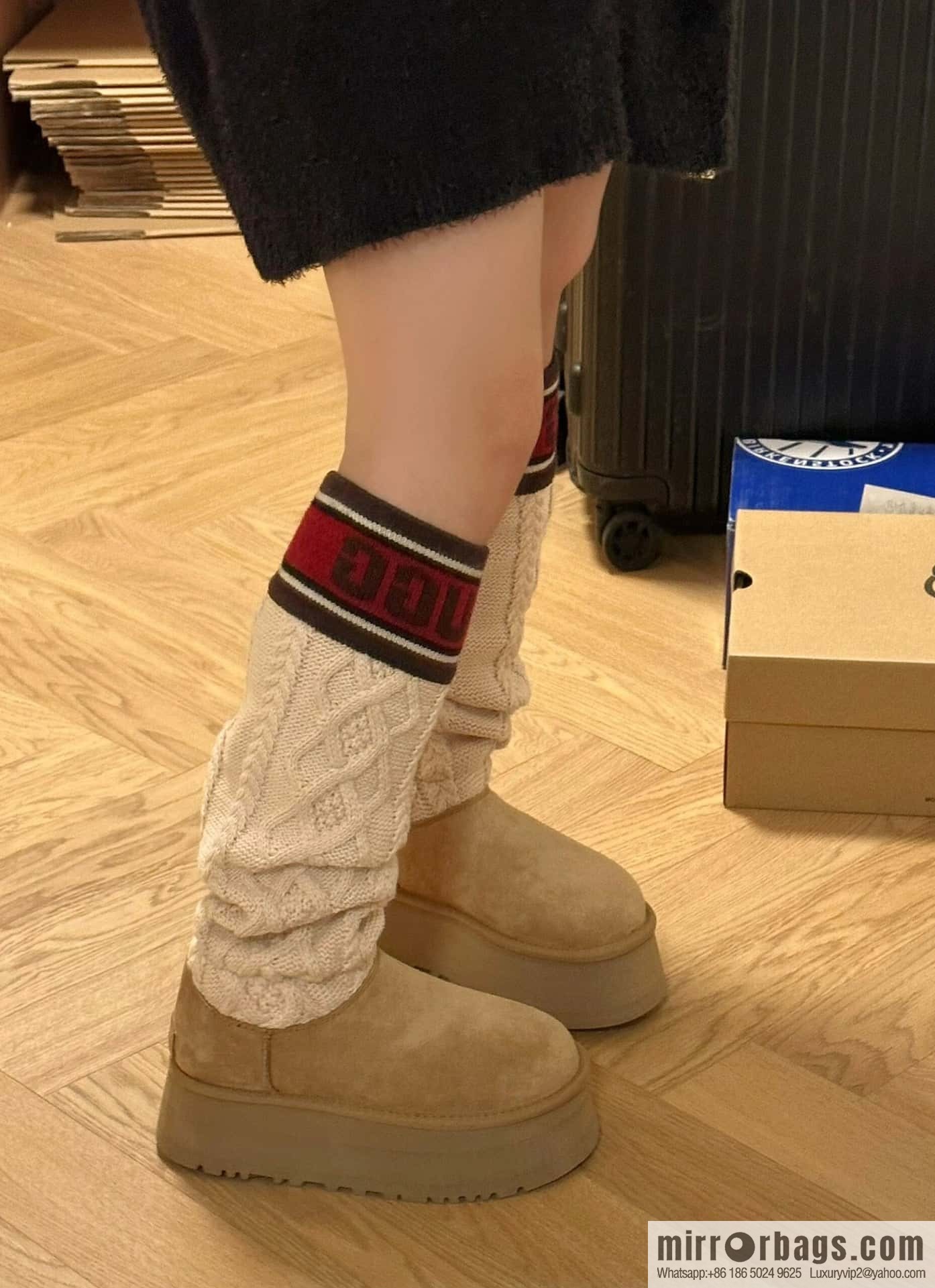 UGG autumn and winter thick-soled long-tube knitted wool socks boots