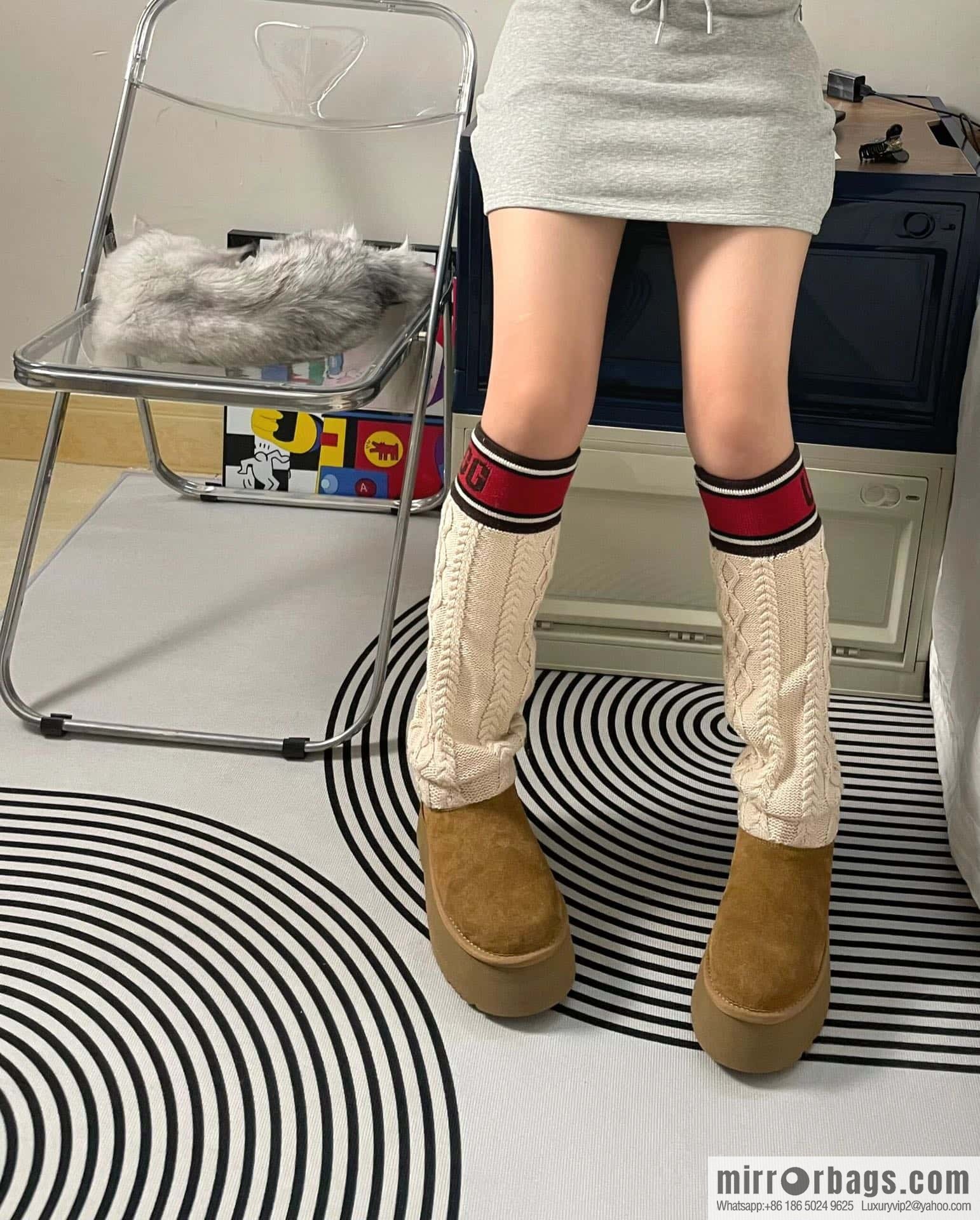 UGG autumn and winter thick-soled long-tube knitted wool socks boots