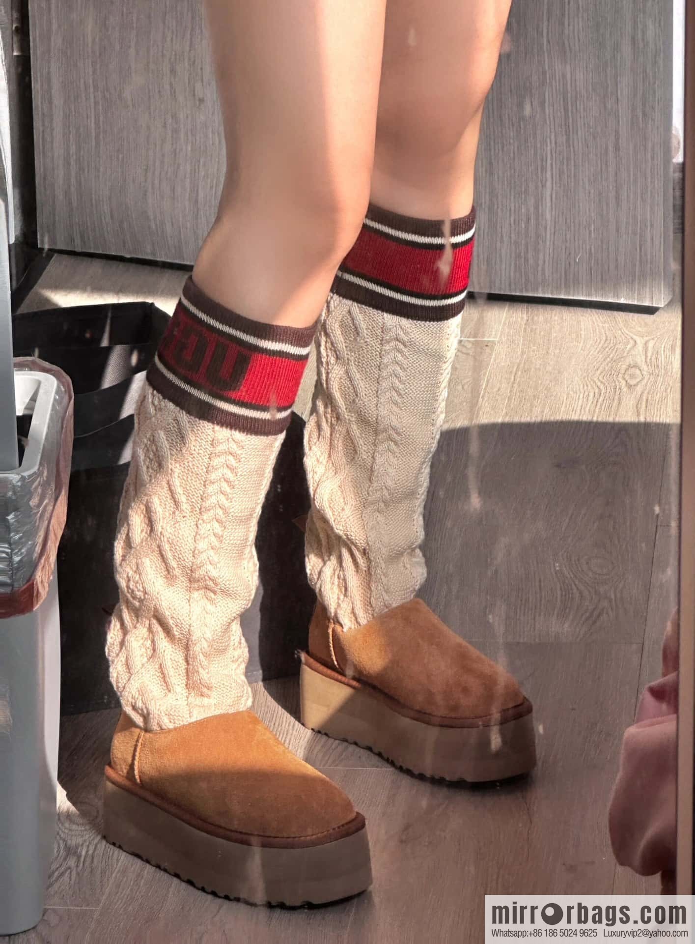 UGG autumn and winter thick-soled long-tube knitted wool socks boots