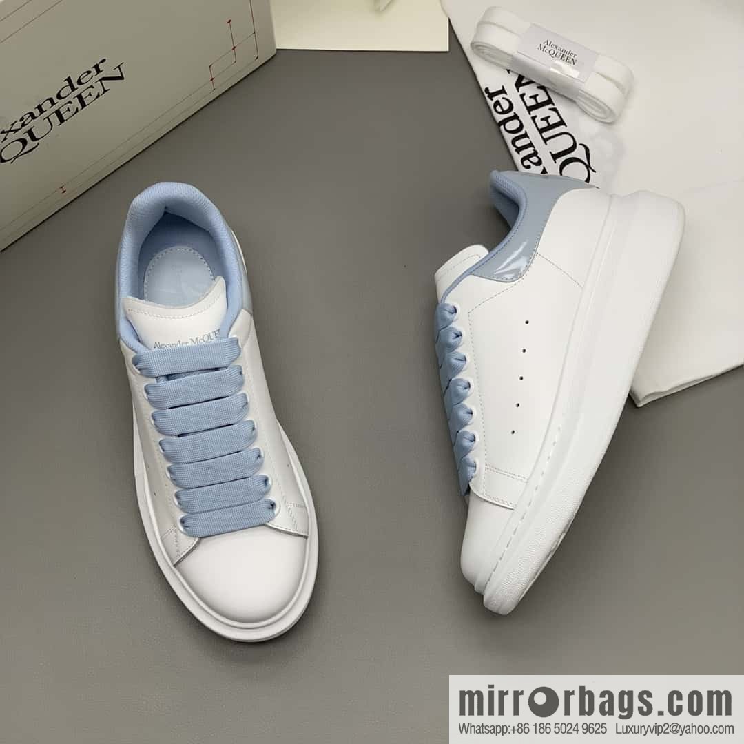 Alexander McQueen/Alexander McQueen MQ gray-blue patent leather tail couple casual shoes