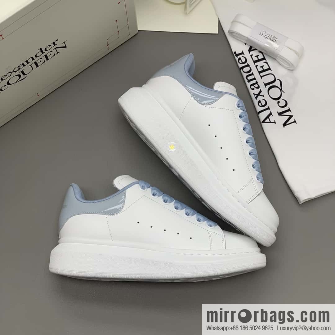Alexander McQueen/Alexander McQueen MQ gray-blue patent leather tail couple casual shoes