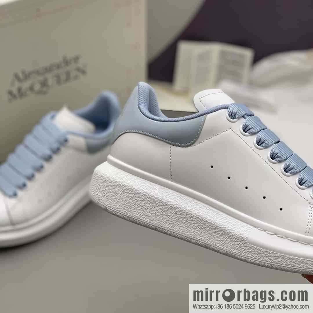 Alexander McQueen/Alexander McQueen MQ gray-blue patent leather tail couple casual shoes
