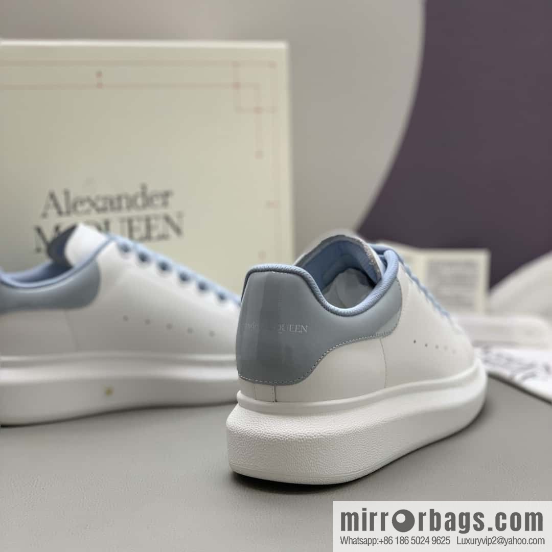 Alexander McQueen/Alexander McQueen MQ gray-blue patent leather tail couple casual shoes