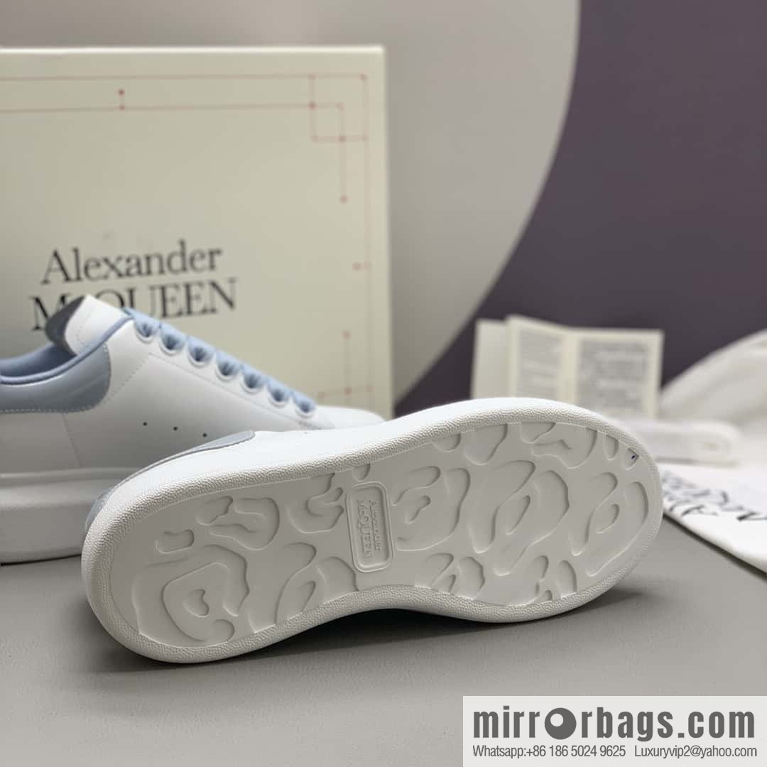 Alexander McQueen/Alexander McQueen MQ gray-blue patent leather tail couple casual shoes