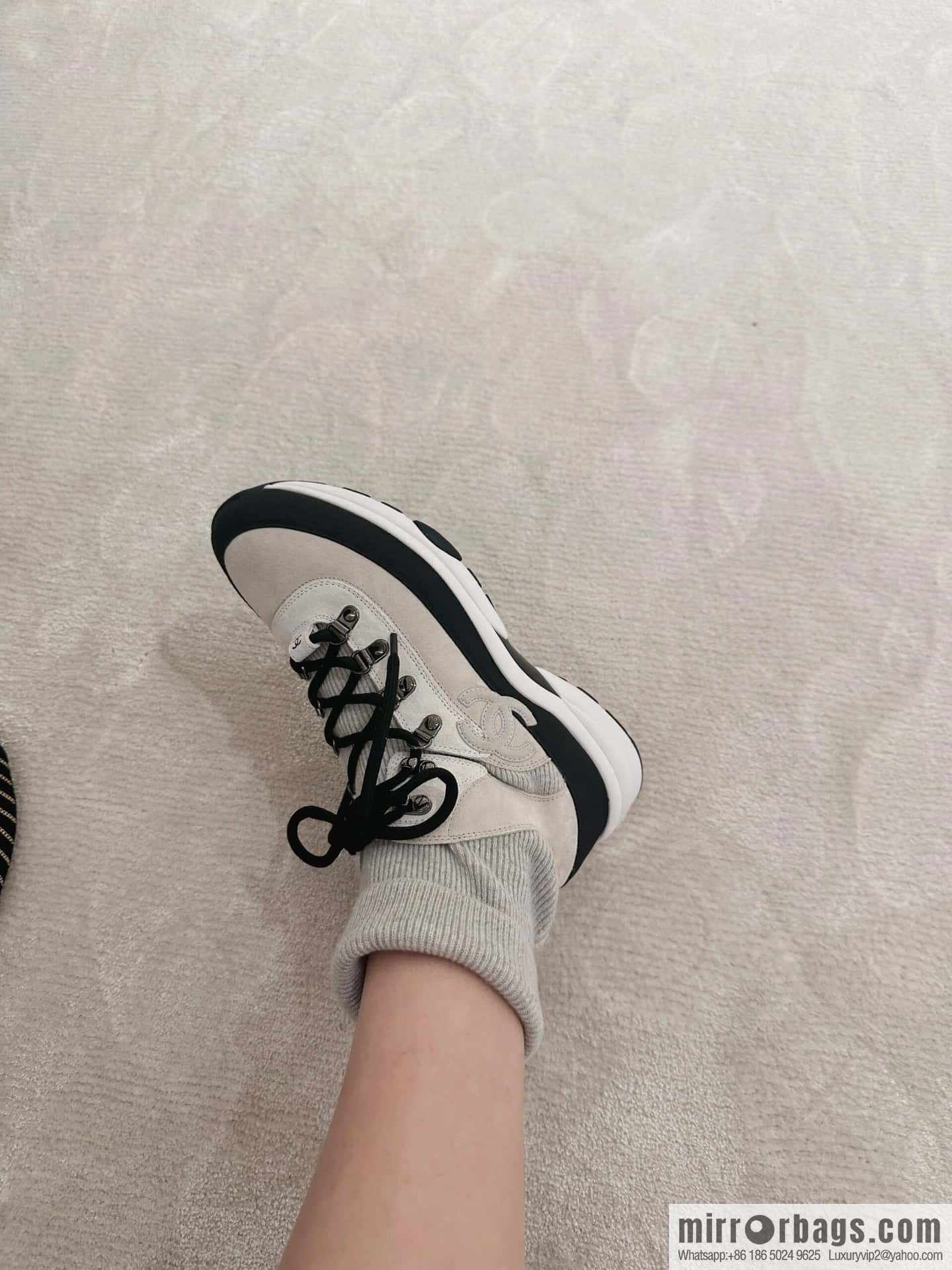 CHANEL autumn and winter wool socks high-top sneakers