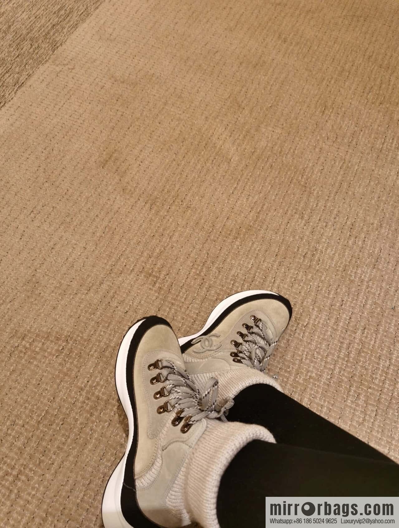 CHANEL autumn and winter wool socks high-top sneakers