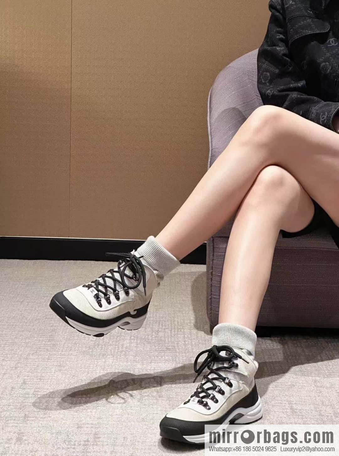 CHANEL autumn and winter wool socks high-top sneakers