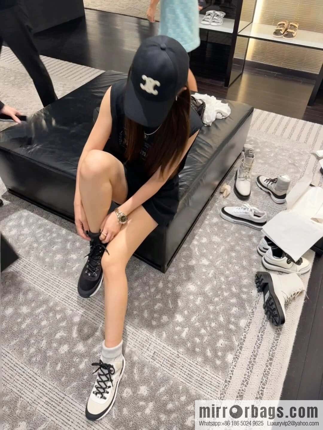CHANEL autumn and winter wool socks high-top sneakers
