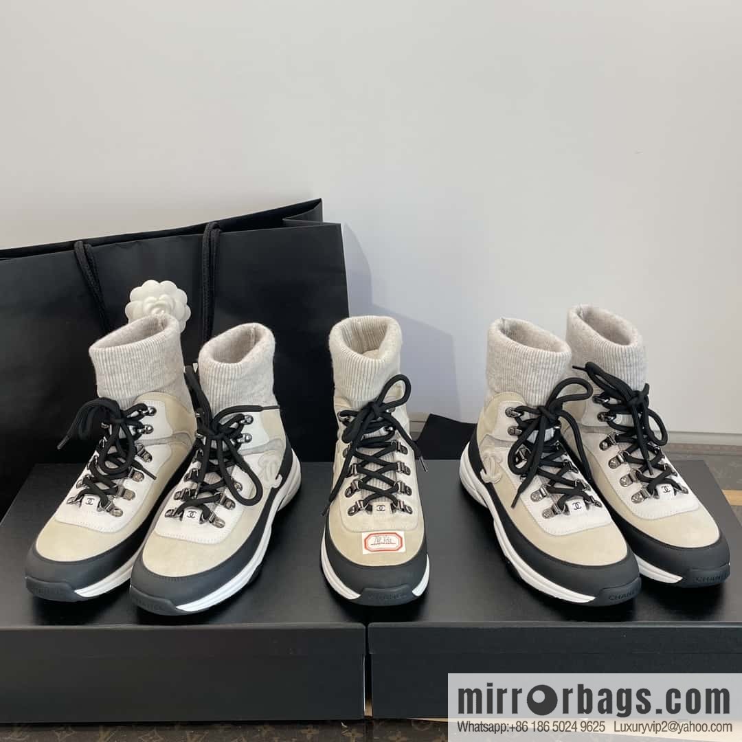 CHANEL autumn and winter wool socks high-top sneakers