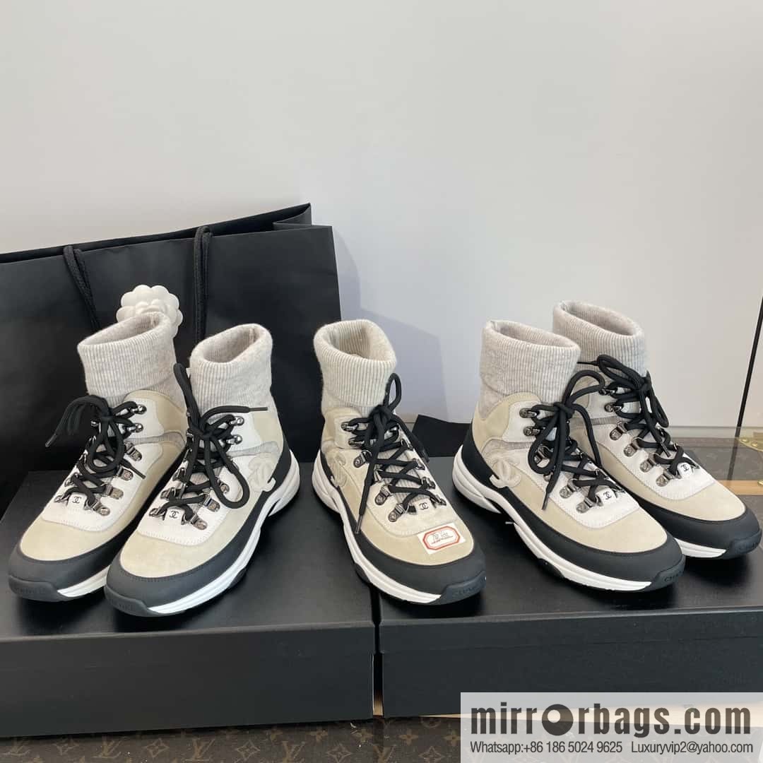 CHANEL autumn and winter wool socks high-top sneakers