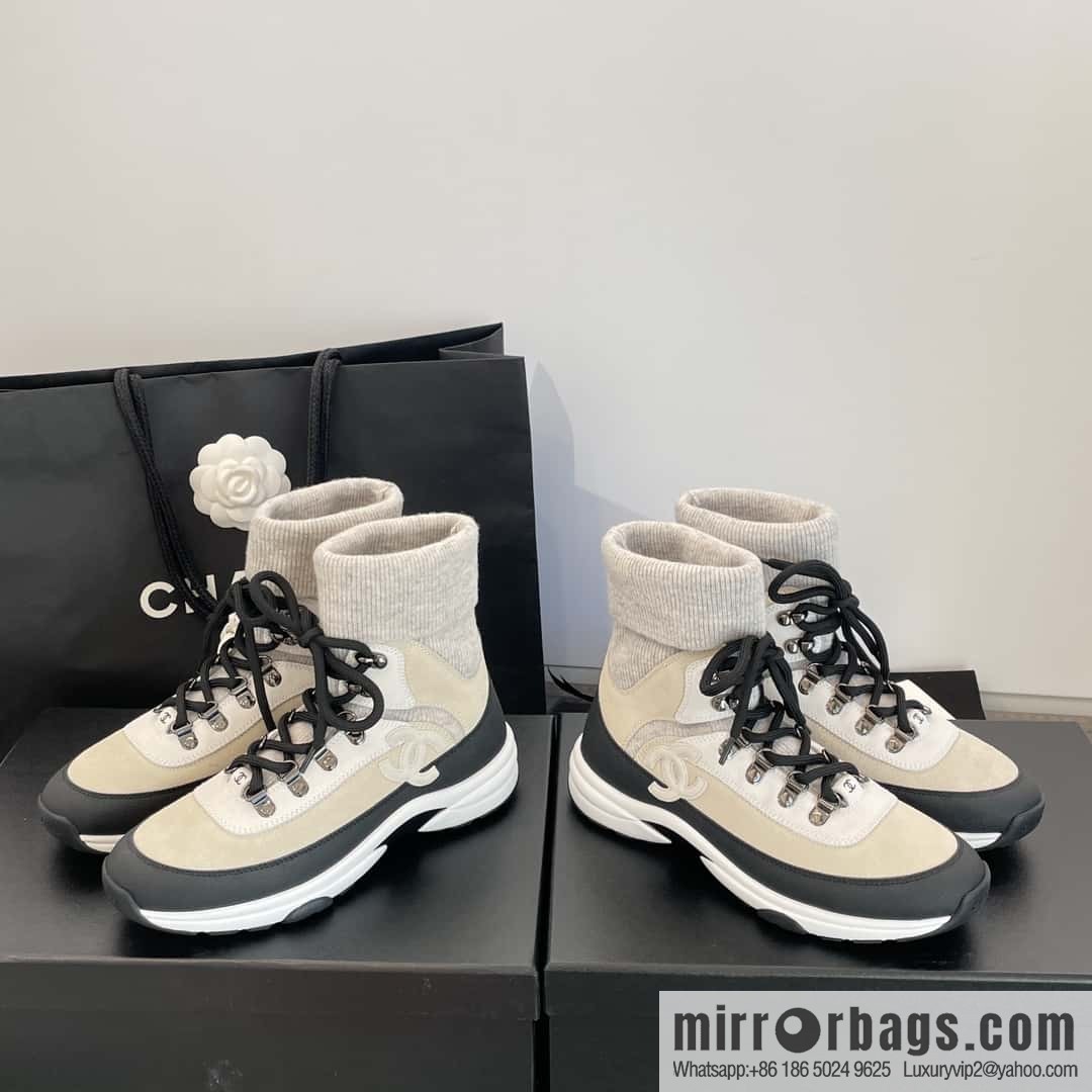 CHANEL autumn and winter wool socks high-top sneakers