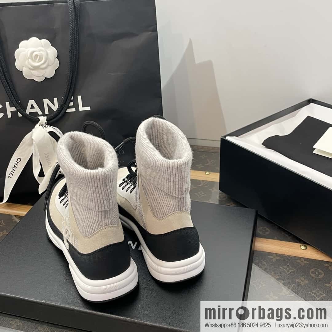 CHANEL autumn and winter wool socks high-top sneakers