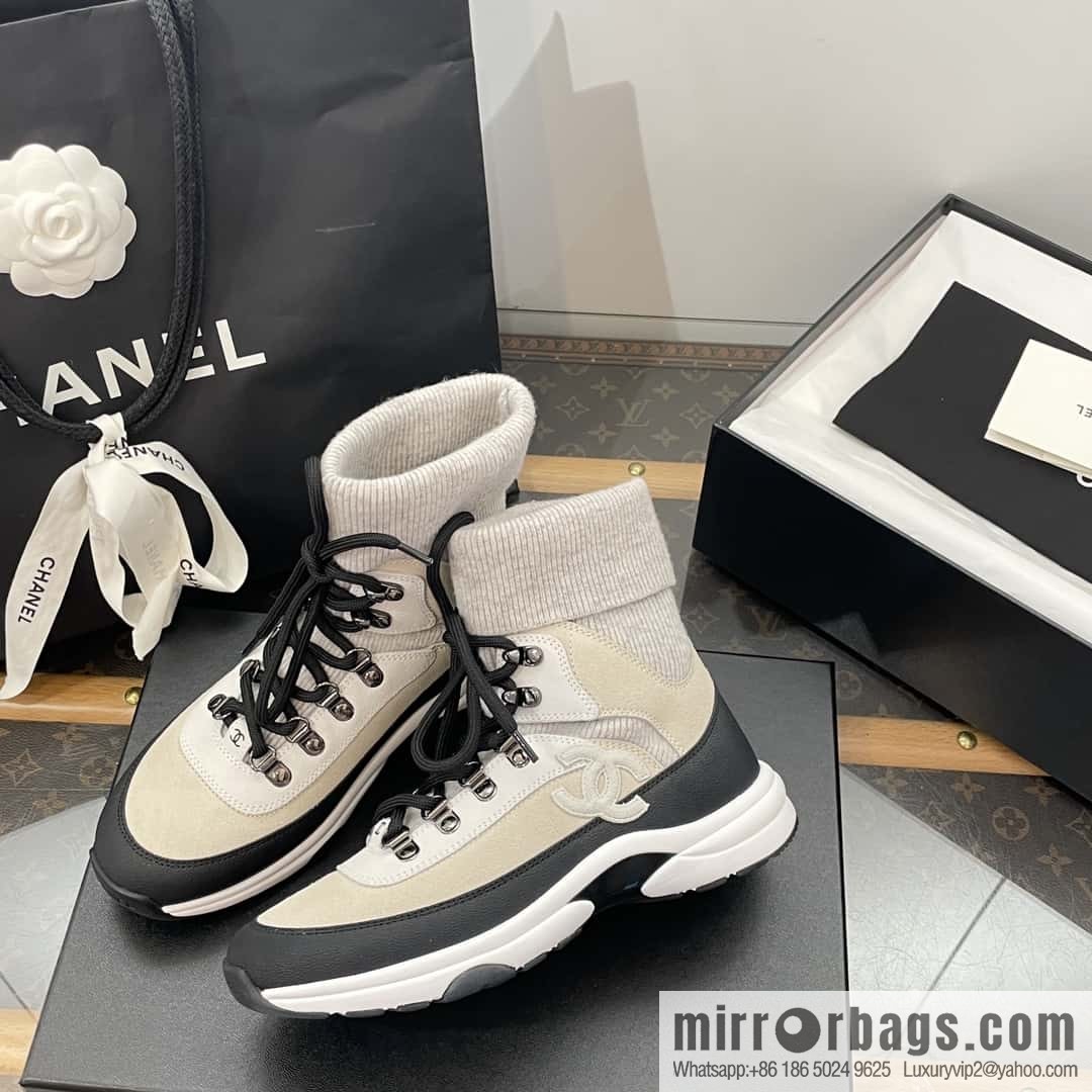 CHANEL autumn and winter wool socks high-top sneakers