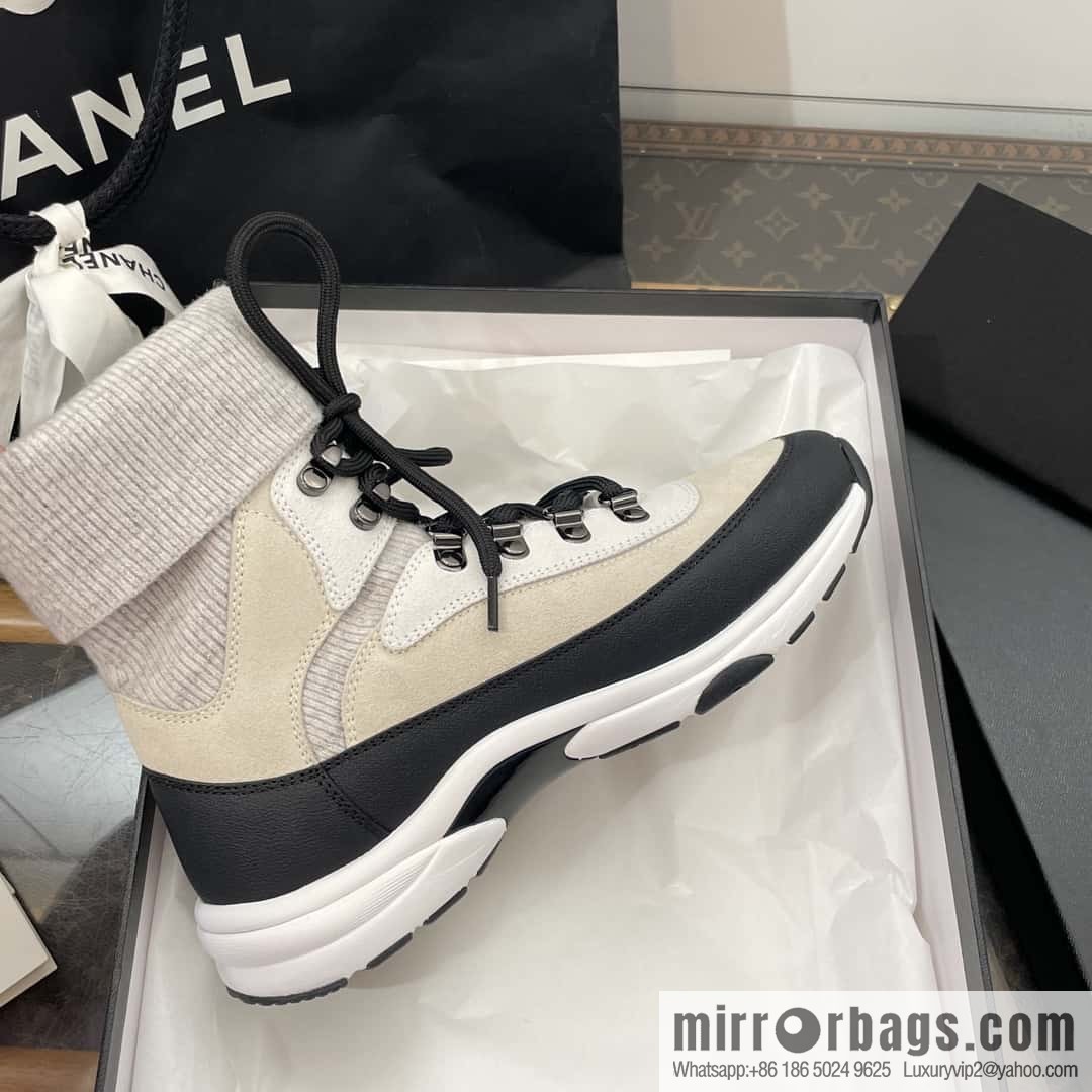 CHANEL autumn and winter wool socks high-top sneakers