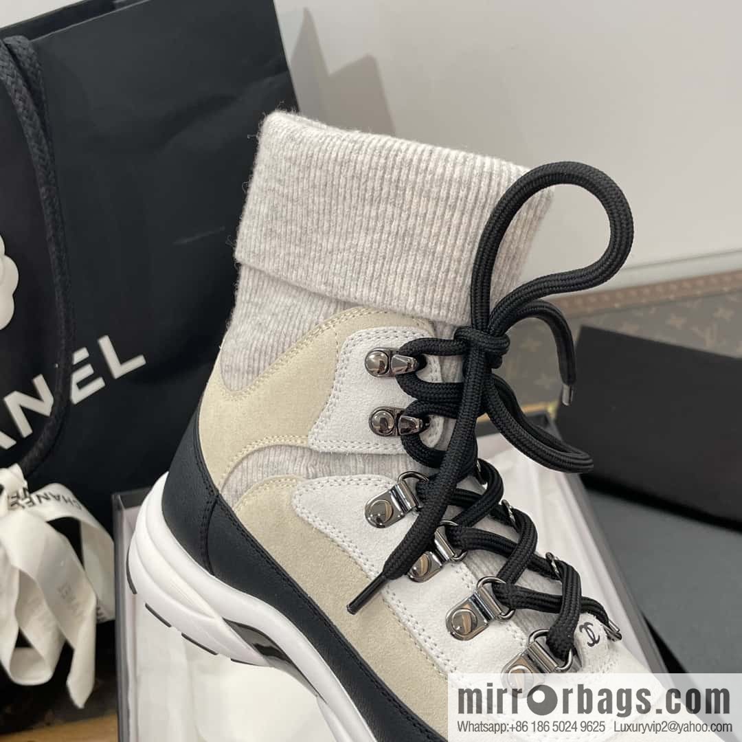 CHANEL autumn and winter wool socks high-top sneakers