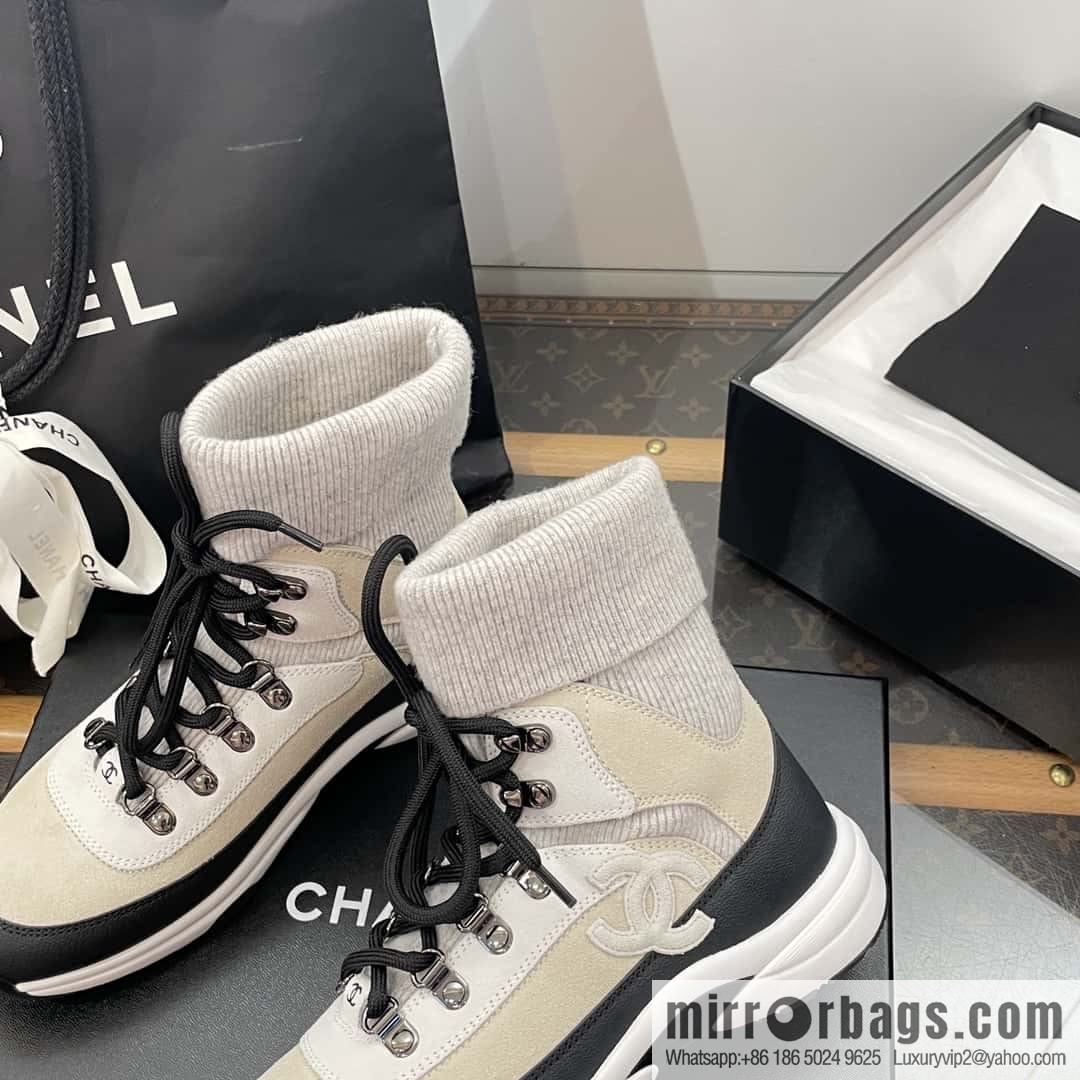 CHANEL autumn and winter wool socks high-top sneakers