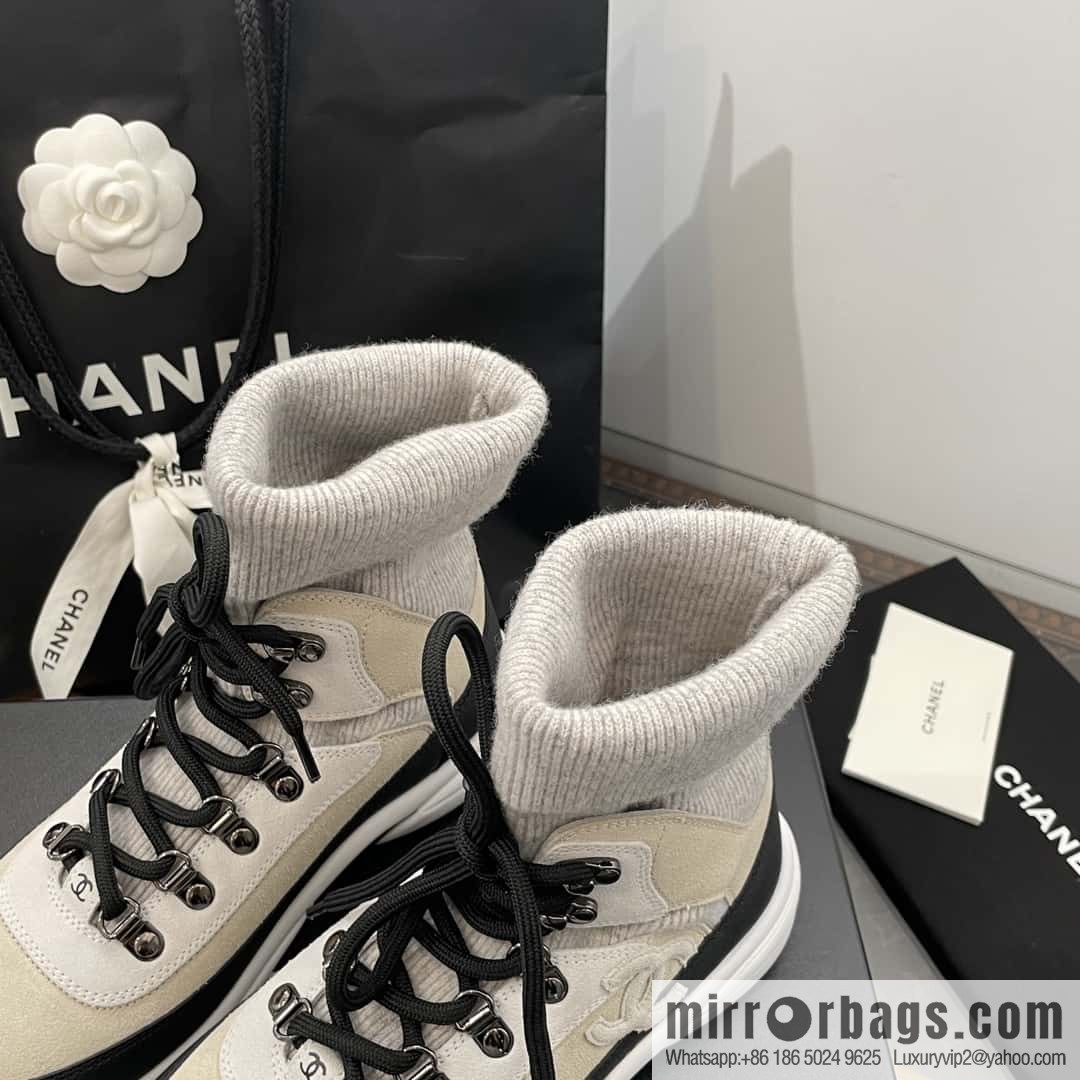 CHANEL autumn and winter wool socks high-top sneakers