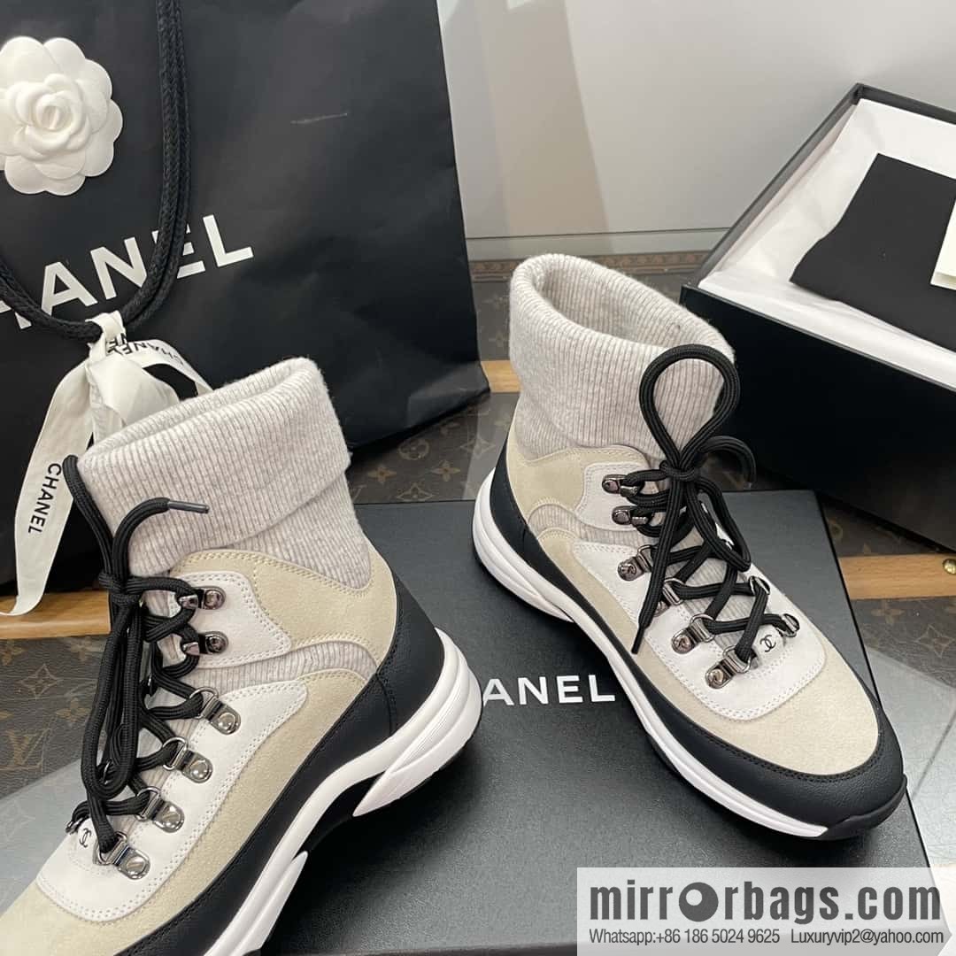 CHANEL autumn and winter wool socks high-top sneakers