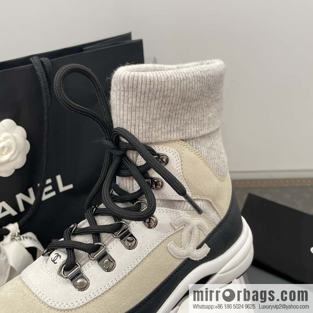 CHANEL autumn and winter wool socks high-top sneakers